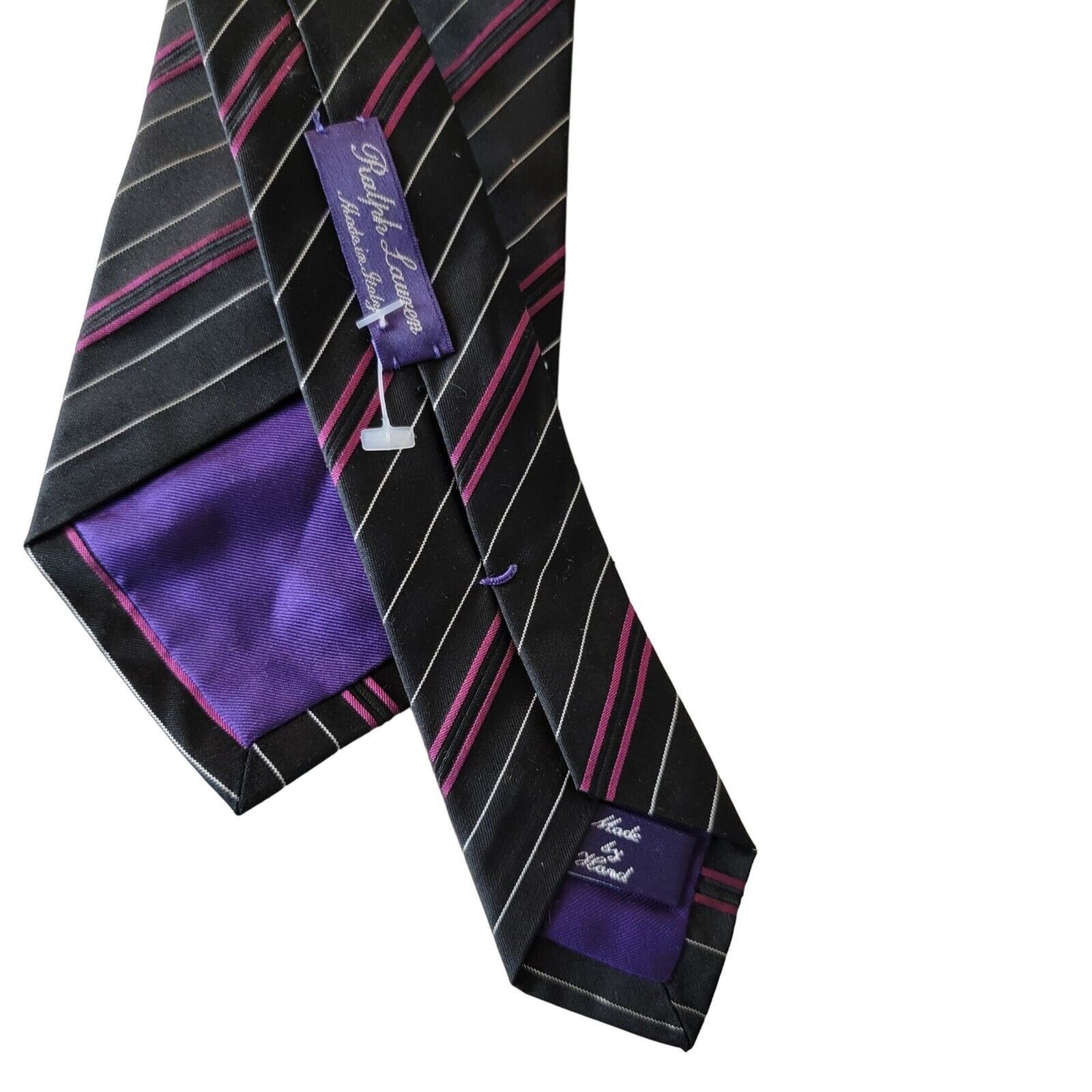 Ralph Lauren Ralph Lauren Purple Label 100% Silk Repp Neck Tie Mens Black Size ONE SIZE - 8 Thumbnail