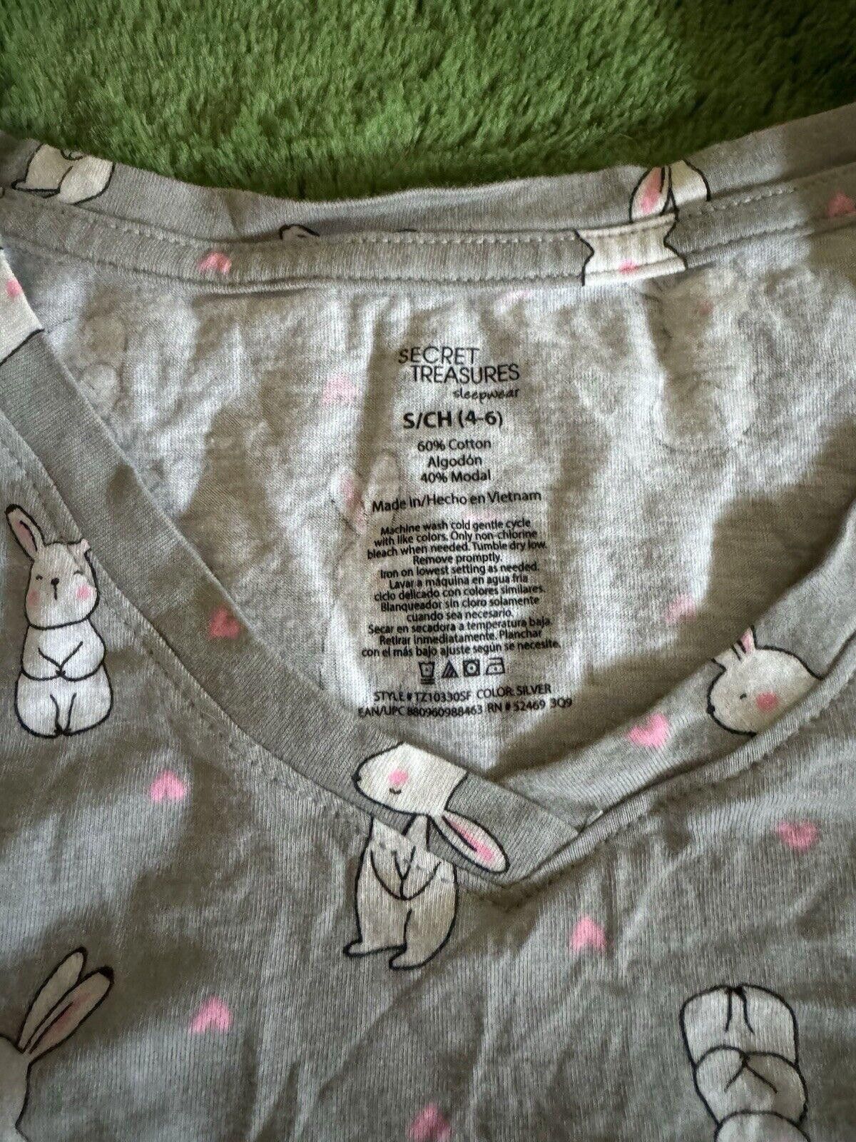 Designer Woman’s Secret Treasures Pajama Top Size Small Bunny Hearts Size ONE SIZE - 2 Thumbnail