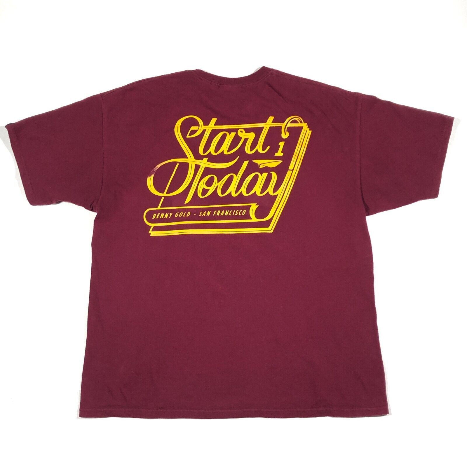 Benny Gold Benny Gold SF Start Today Maroon Yellow script Tee Size XL Size US XL / EU 56 / 4 - 1 Thumbnail