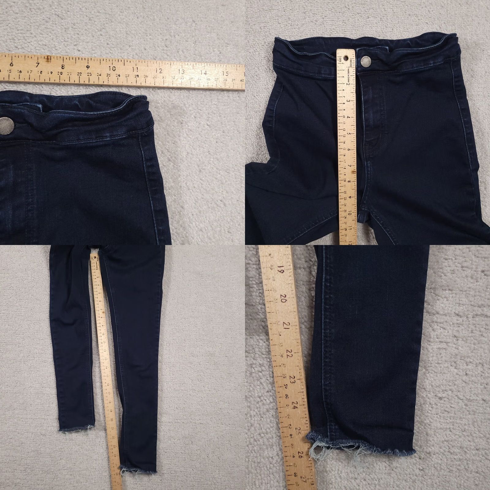 Vintage KanCan Jeans Womens 23 Dark Wash Skinny High Rise Raw Hem Stretch Denim Pants Size 40" / US 18 - 8 Thumbnail