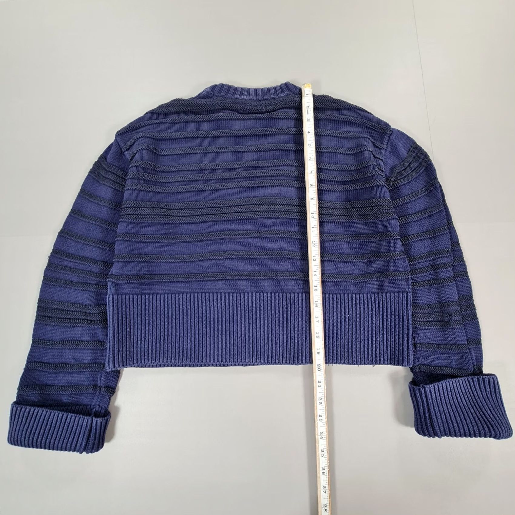 ME+EM ME+EM Womens Jumper Blue Medium Cotton Knitted Crew Pullover Striped Size M / US 6-8 / IT 42-44 - 6 Thumbnail
