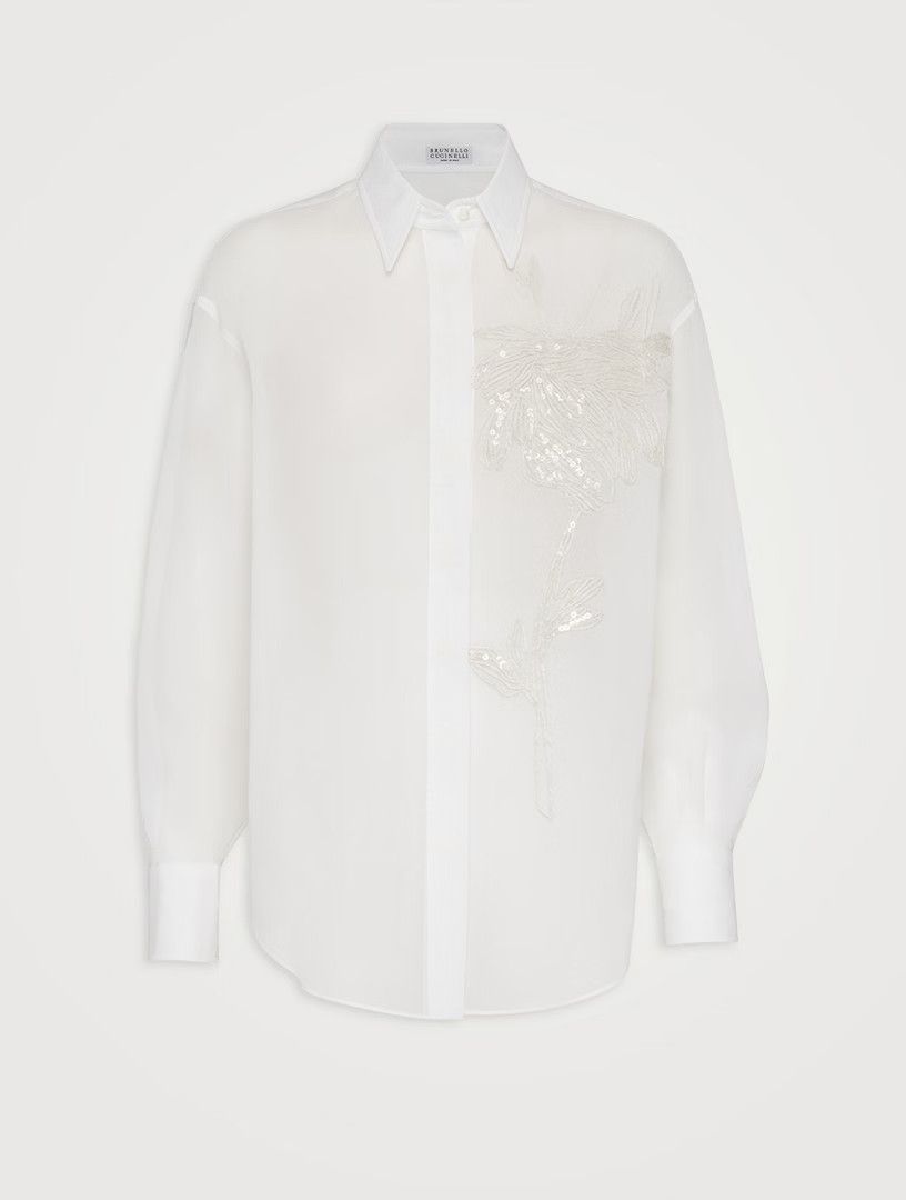 Brunello Cucinelli o1w1db10825 Blouse in White Size M / US 6-8 / IT 42-44 - 1 Thumbnail
