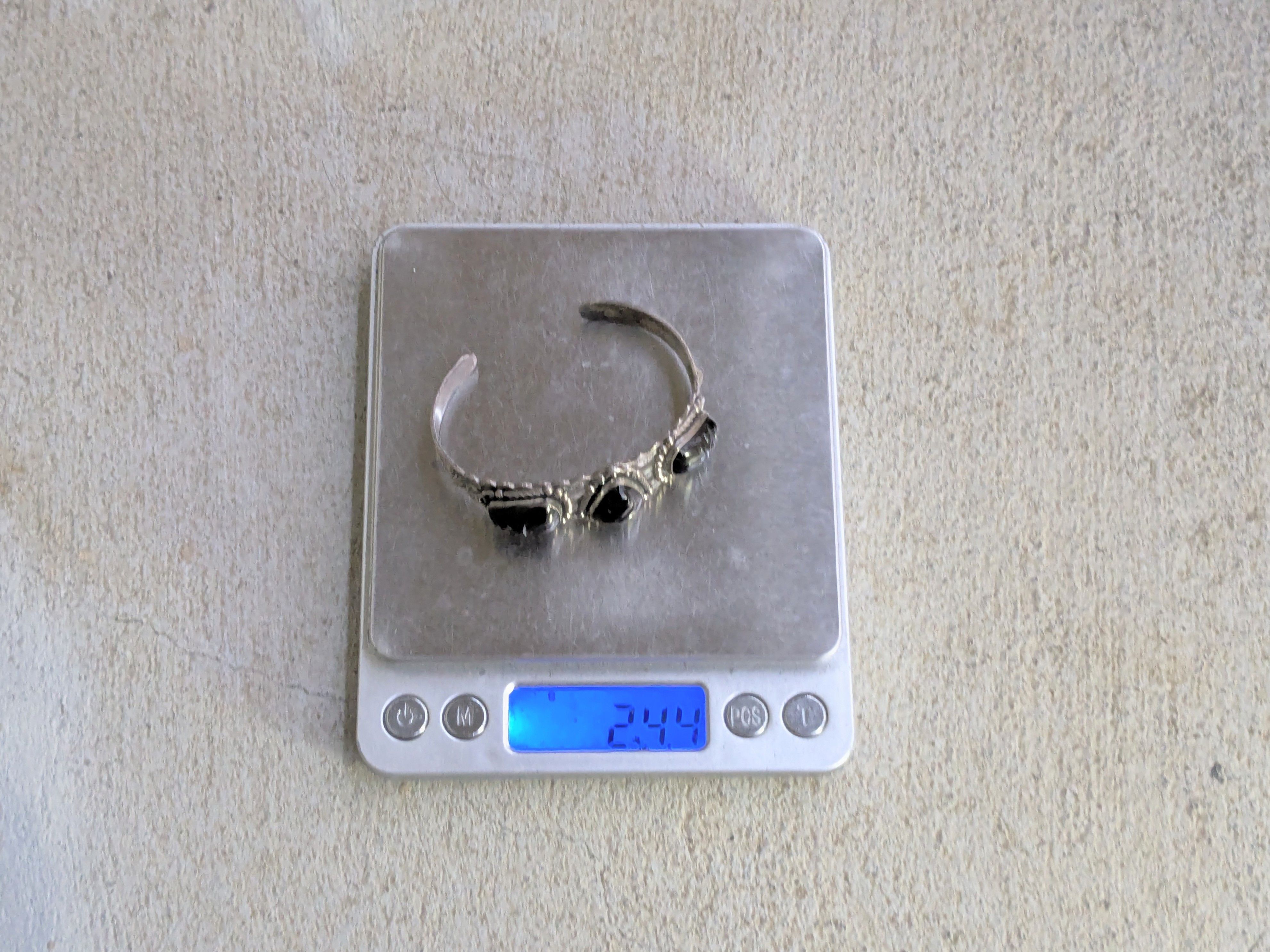 Jewelry Vintage Sterling Silver Bracelet Black Mask Mexico Cuff Size ONE SIZE - 12 Thumbnail