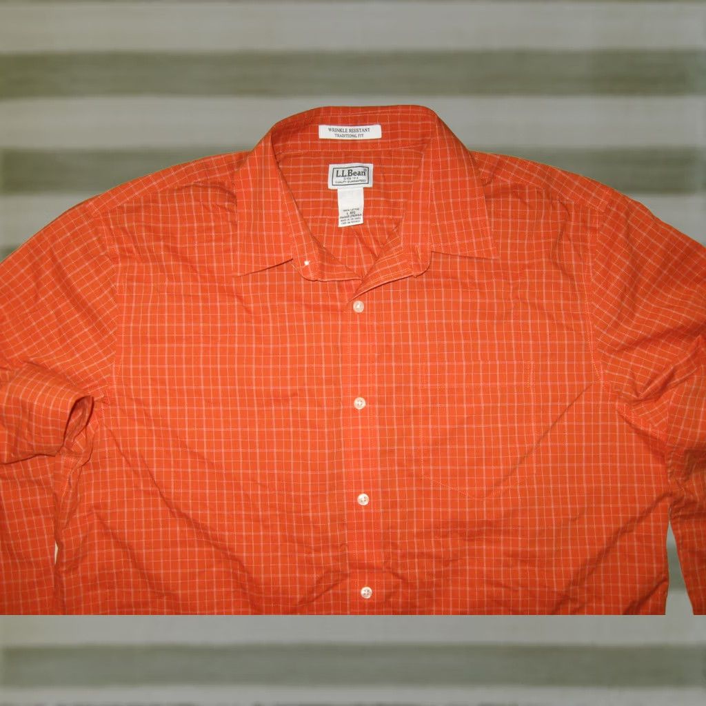 Vintage LL Bean Traditional Fit Casual Button Down Shirt Orange Mens Large Styles Size US L / EU 52-54 / 3 - 1 Thumbnail