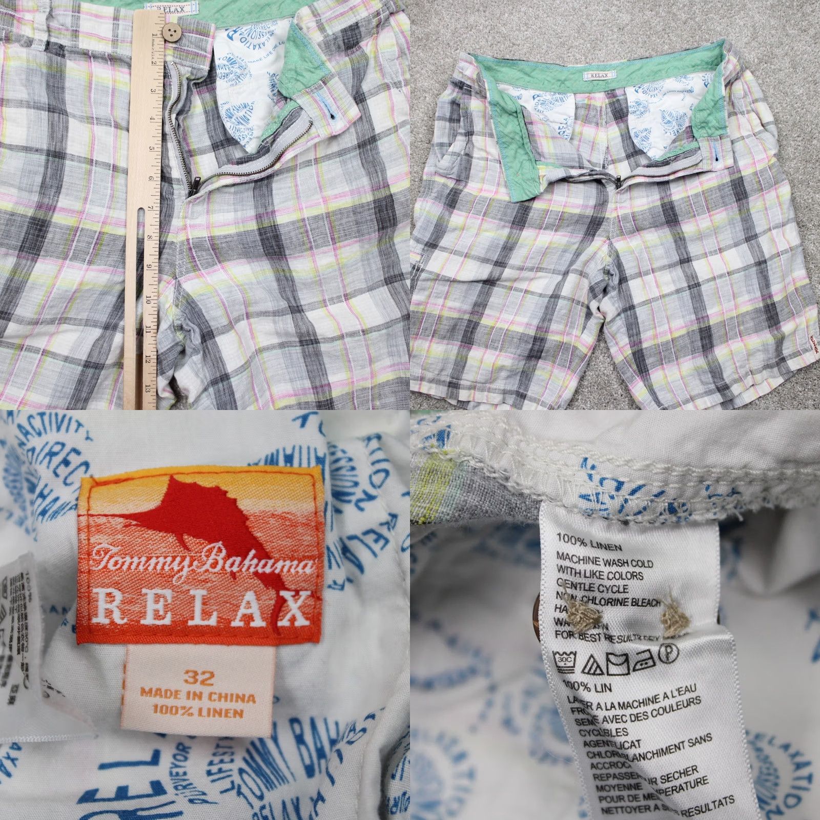 Tommy Bahama Tommy Bahama Linen Shorts Men 32 Flat Front Inseam 10" White Gray Pink Yellow Beach Outdoor Casual Business Workwear Size US 32 / EU 48 - 8 Thumbnail