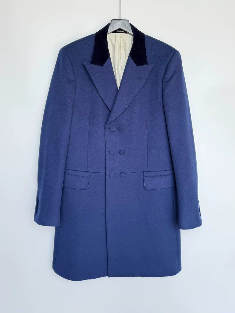 Alexander McQueen Alexander Mcqueen Velvet collar blue double-breasted coat Size US L / EU 52-54 / 3 - 1 Thumbnail
