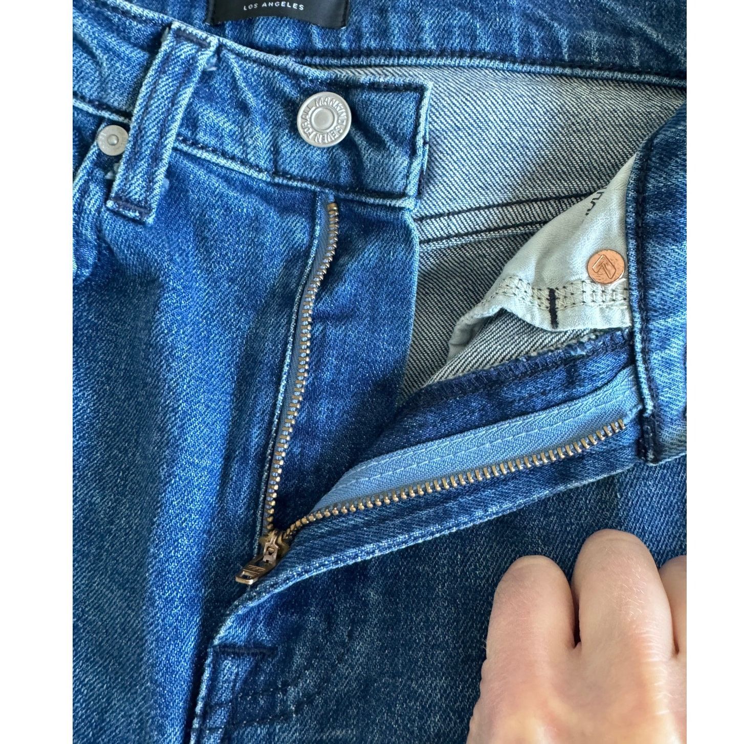 7 For All Mankind 7 For All Mankind High Waist Straight Jeans Side Slit Size 24" / US 00 / IT 34 - 10 Thumbnail