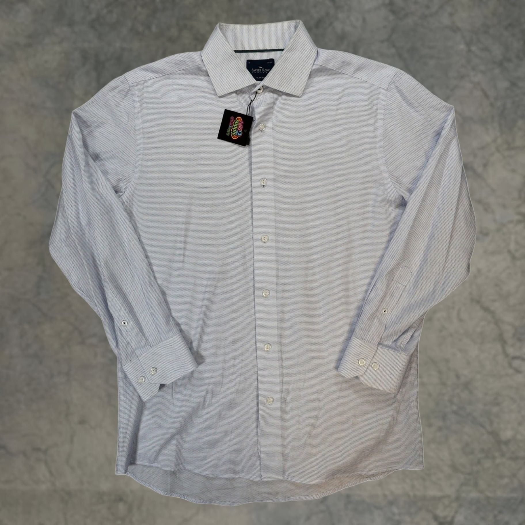 Vintage The Savile Row Company Dress Shirt Mens 16 32-33 Blue Slim Fit Cotton Size 42R - 1 Thumbnail