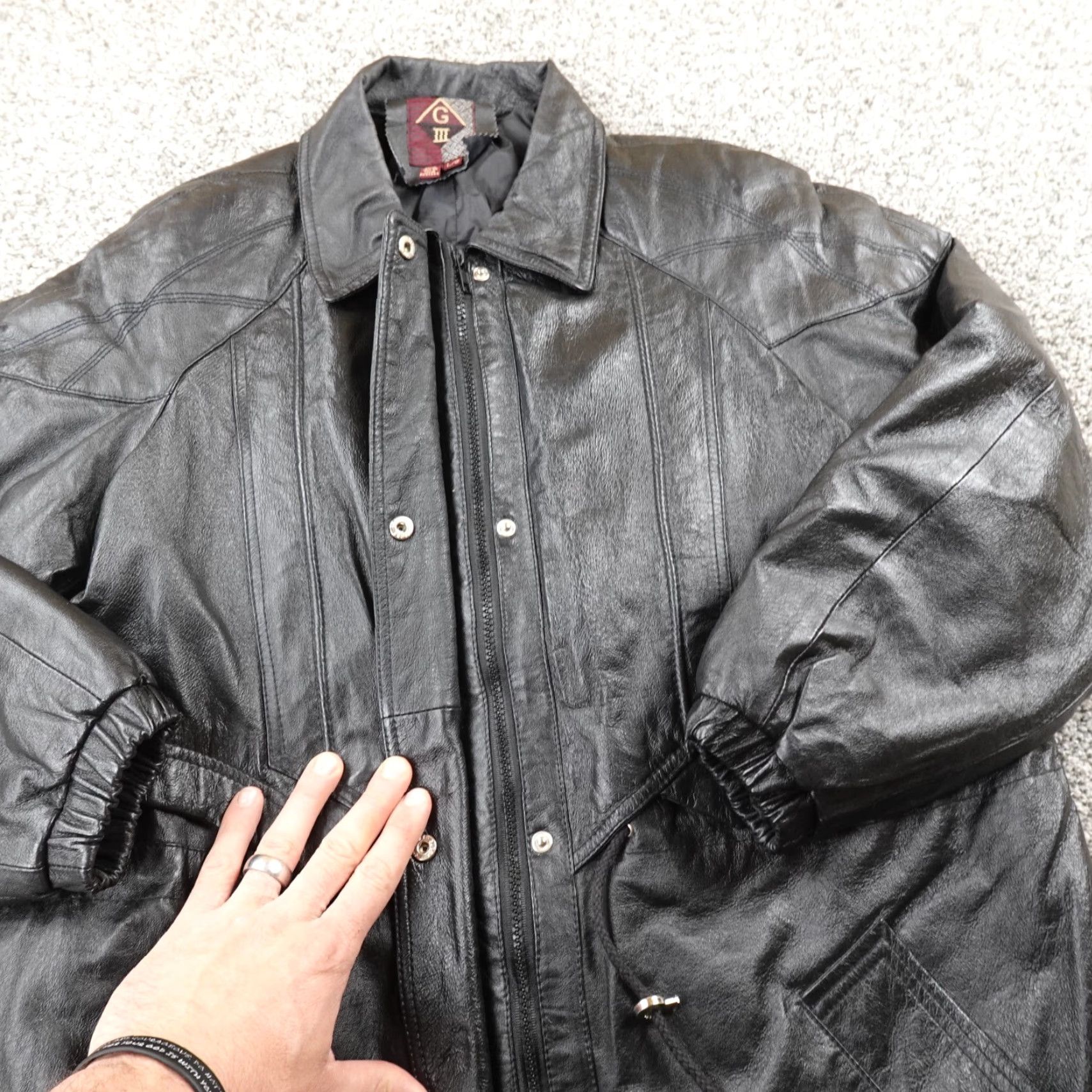 G-III VTG G III Jacket Womens L Black Leather Zip Button Parka Trench Coat Motorcycle Bar? Size L / US 10 / IT 46 - 3 Thumbnail