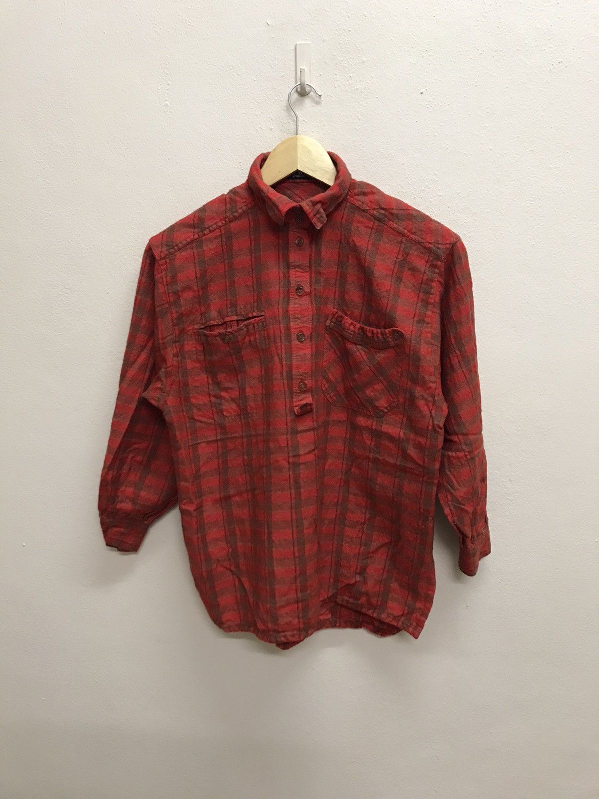 Designer × Escada × Japanese Brand Vintage 90s Escada Wool Pullover Flanel Shirt Button Up Size S / US 4 / IT 40 - 13 Thumbnail