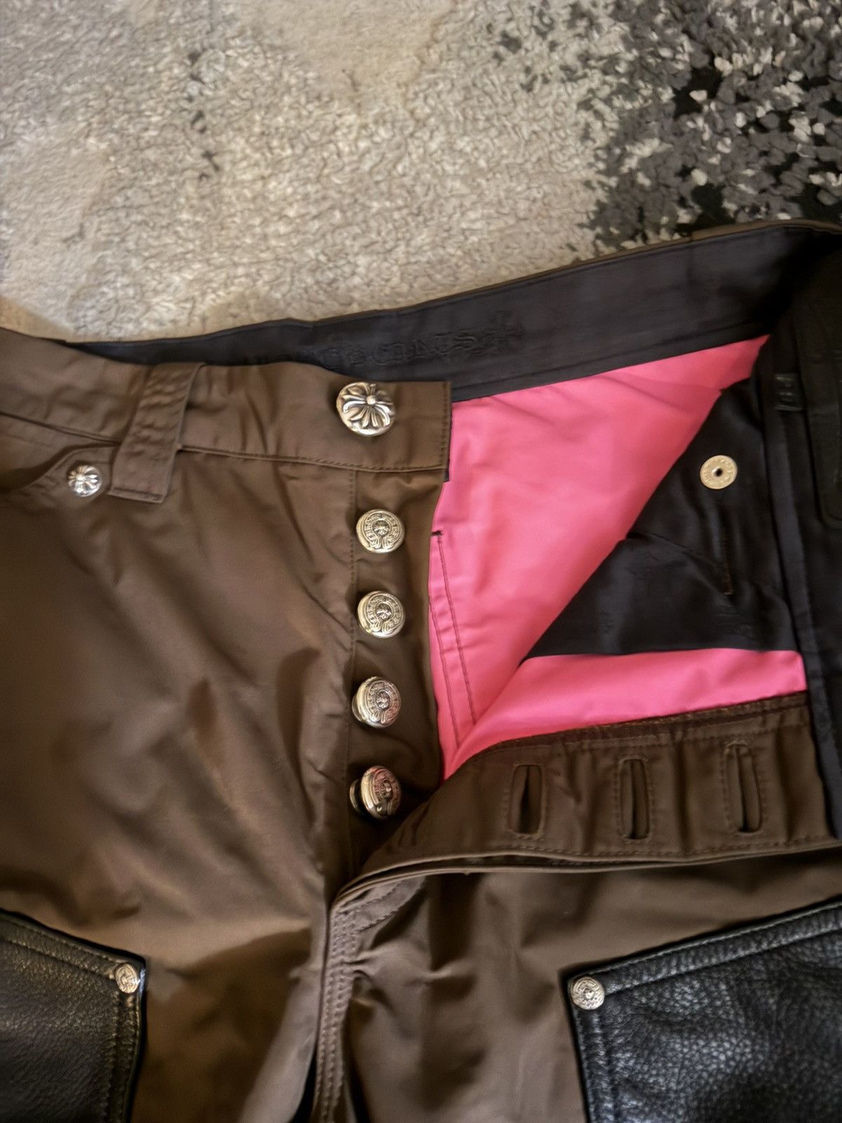 Chrome Hearts Chrome Hearts Brown Leather Double Knee Carpenter Pants Size US 29 - 7 Thumbnail