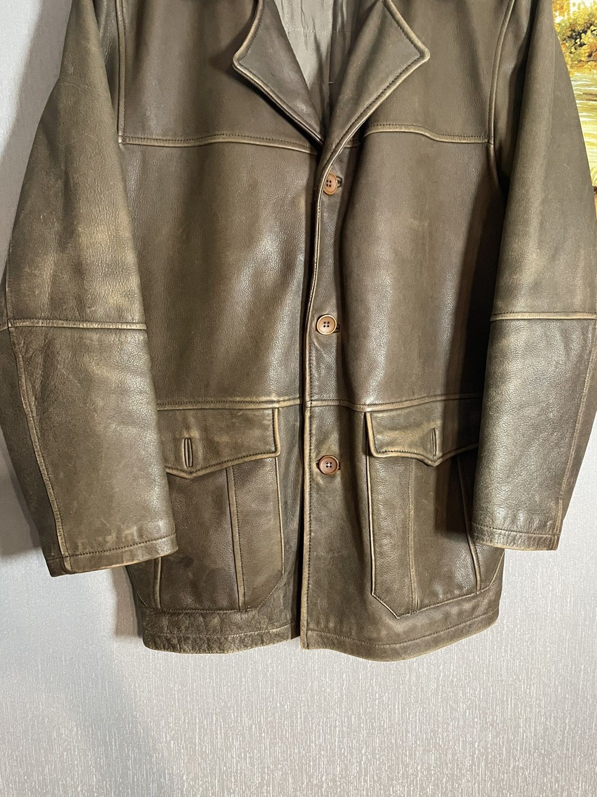 Leather Vintage Washed Brown Leather Coat Jacket Hedi Acne RRL erd Size US L / EU 52-54 / 3 - 5 Thumbnail