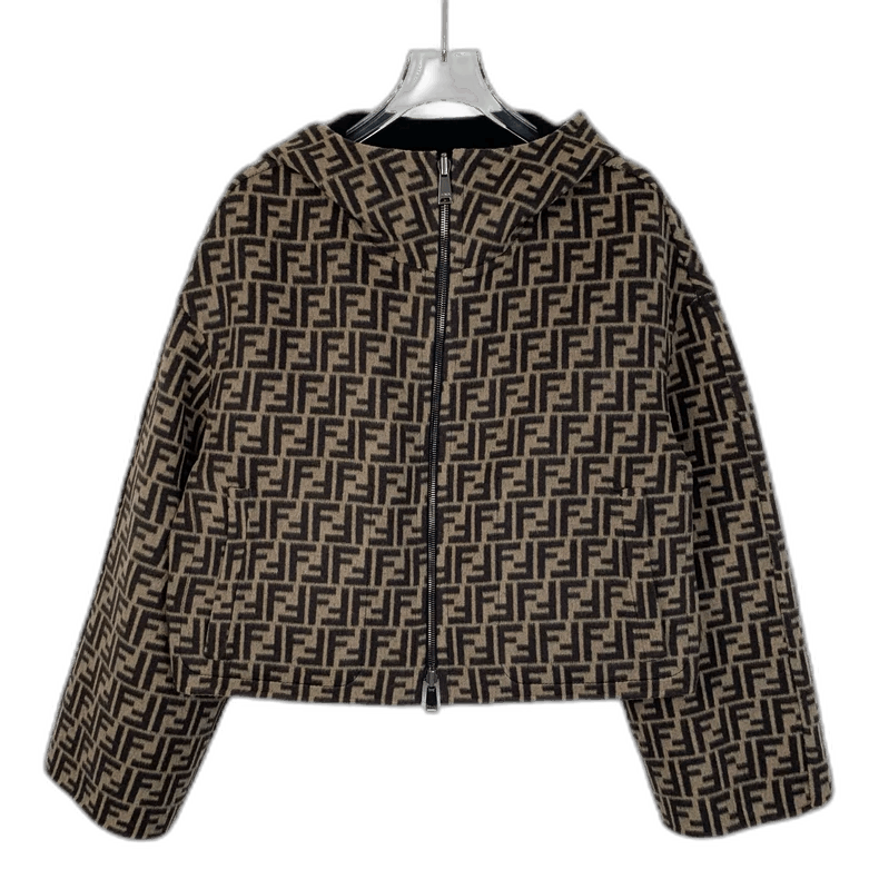 Fendi Fendi Brown Logo DoubleSided Hooded Jacket Size US M / EU 48-50 / 2 - 1 Thumbnail