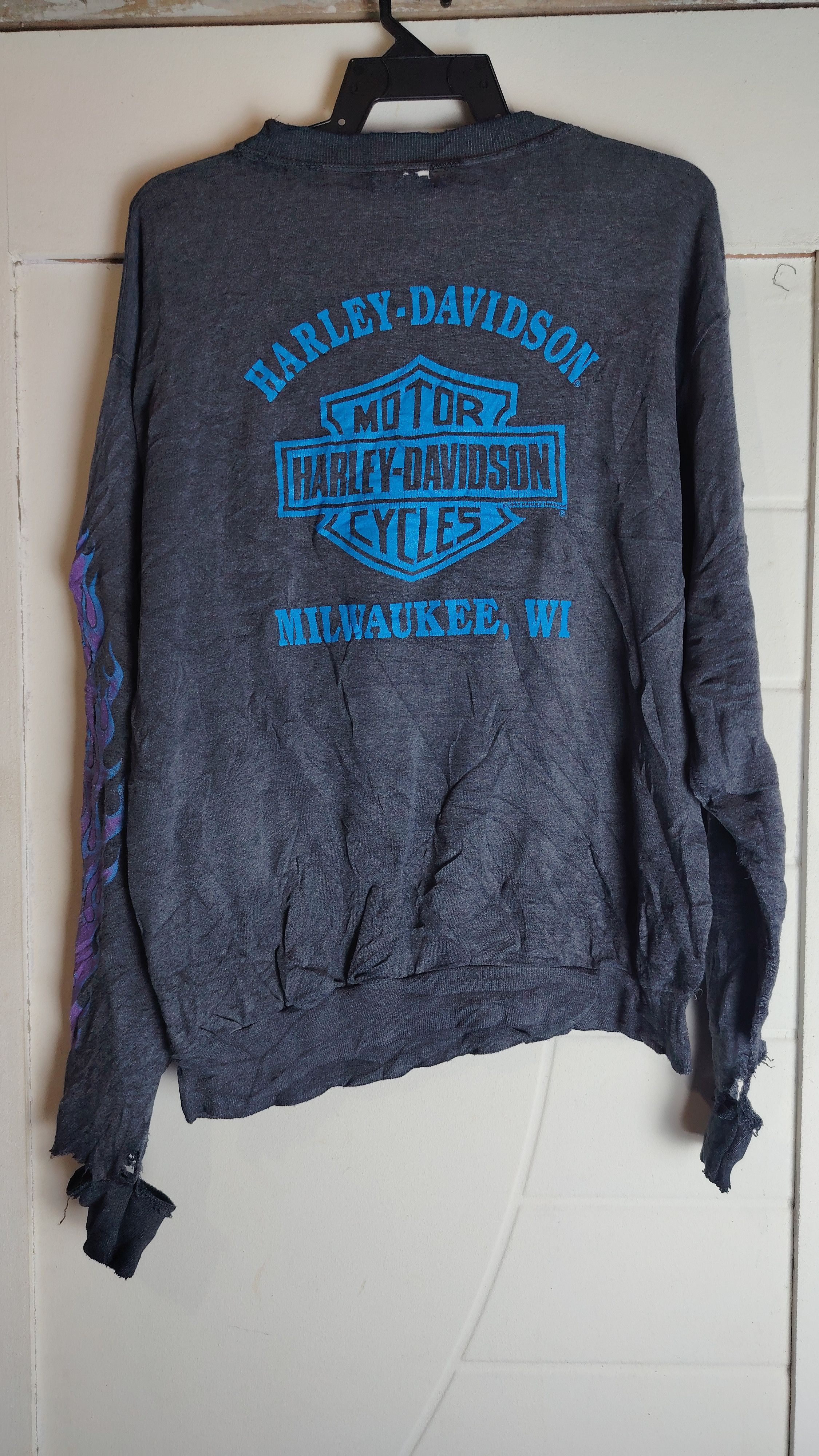 Harley Davidson Vintage 90s Harley Davidson Distresss Size US L / EU 52-54 / 3 - 2 Thumbnail