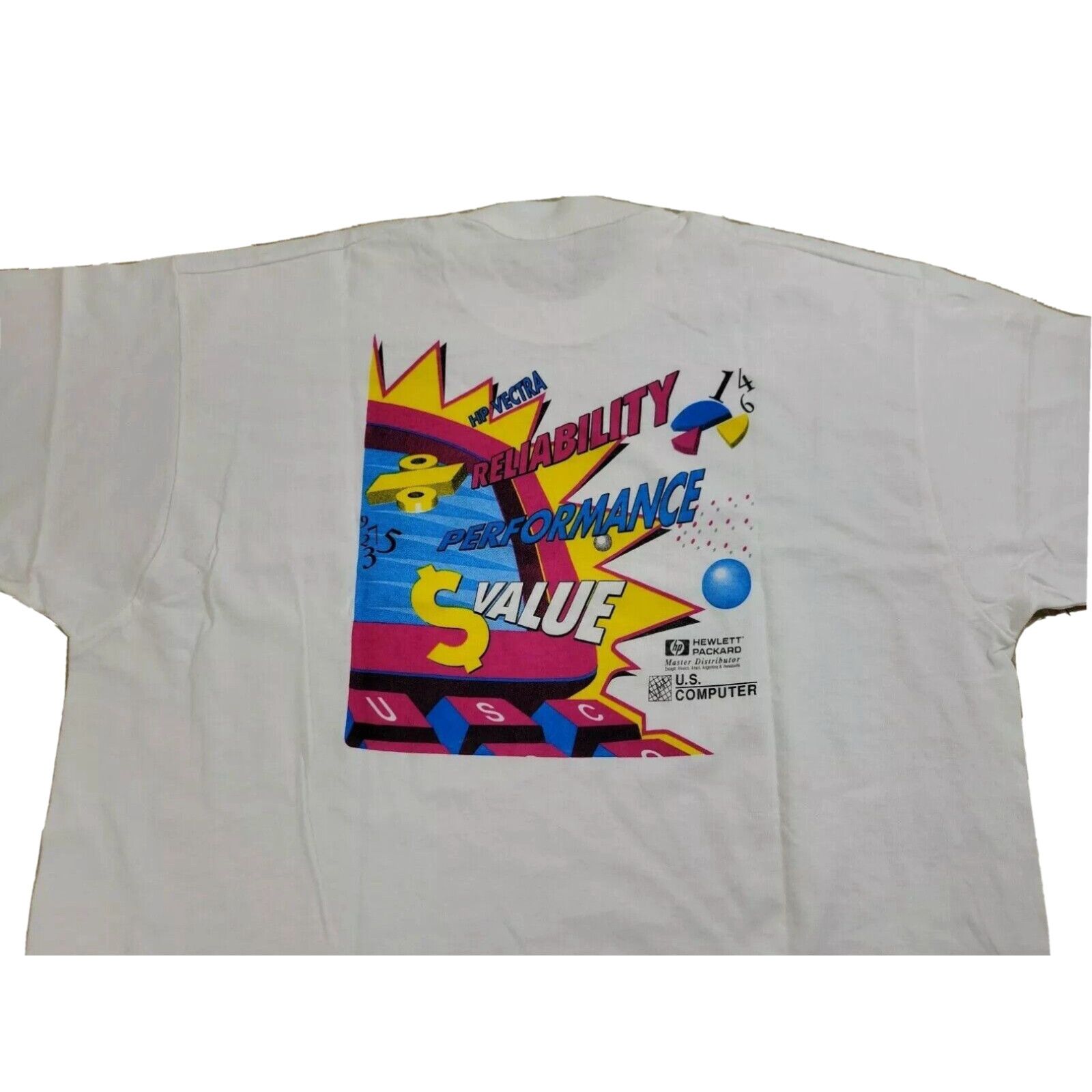 image of Fruit Of The Loom Vintage Hp Vectra Computer Promo Vaporwave Men XL T Shirt Graphic Tee Cotton 90's