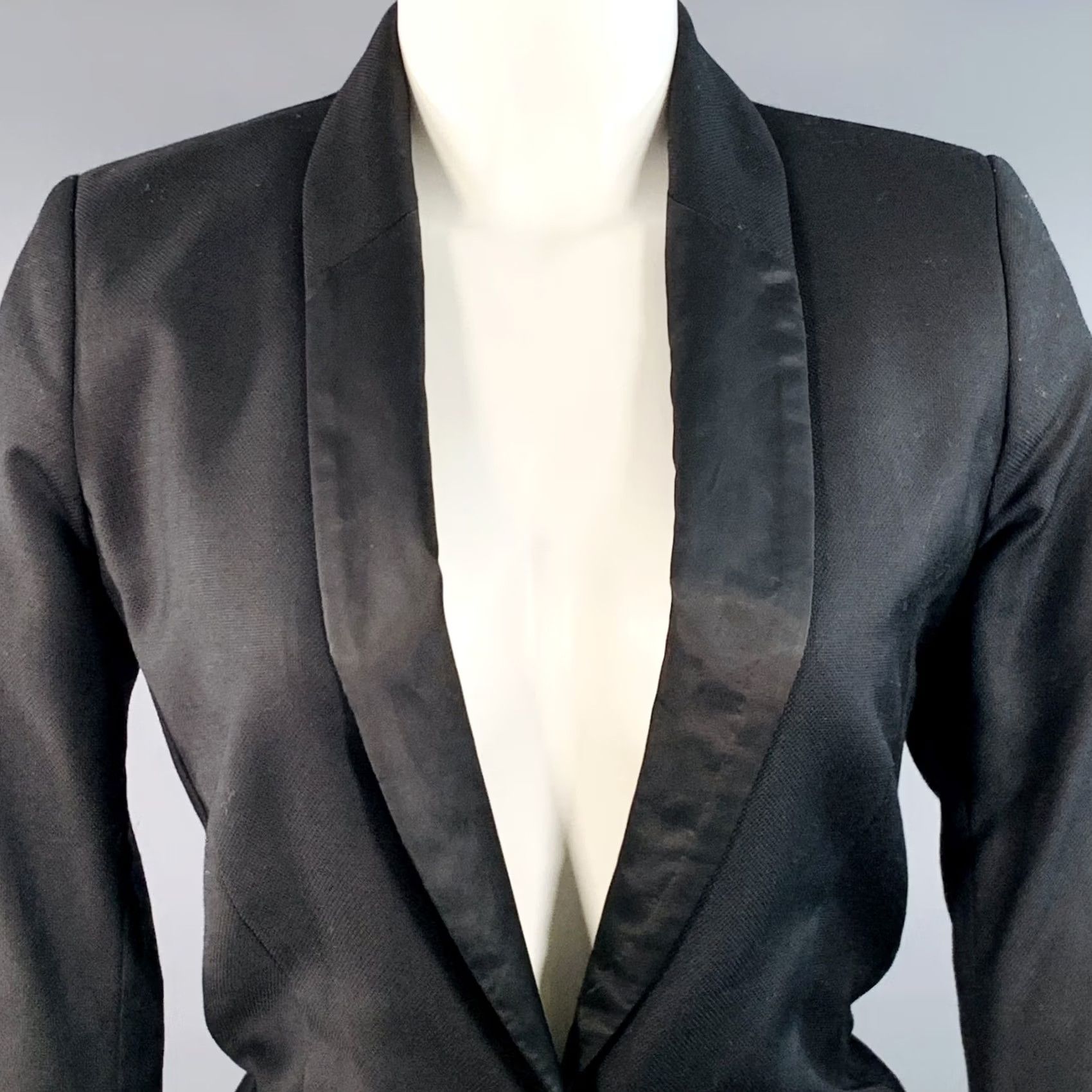 Vintage MM6 MAISON MARGIELA Black Wool Shawl Collar Jacket Blazer Size 2 Size XS / US 0-2 / IT 36-38 - 2 Thumbnail