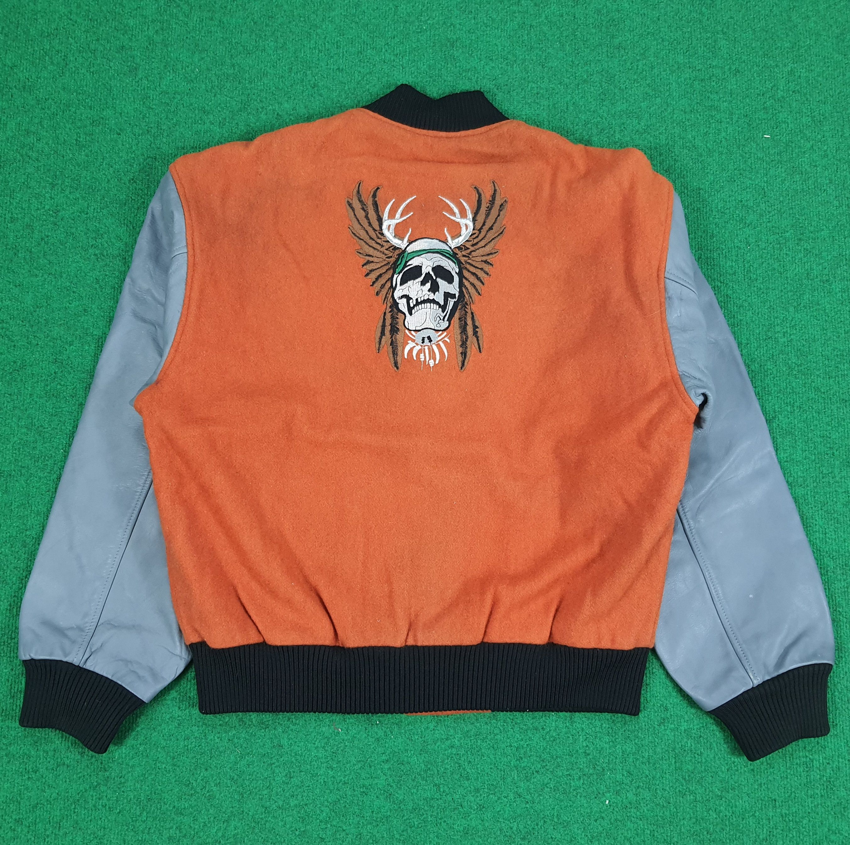 Vintage Native Skull Just Brass Varsity Jacket