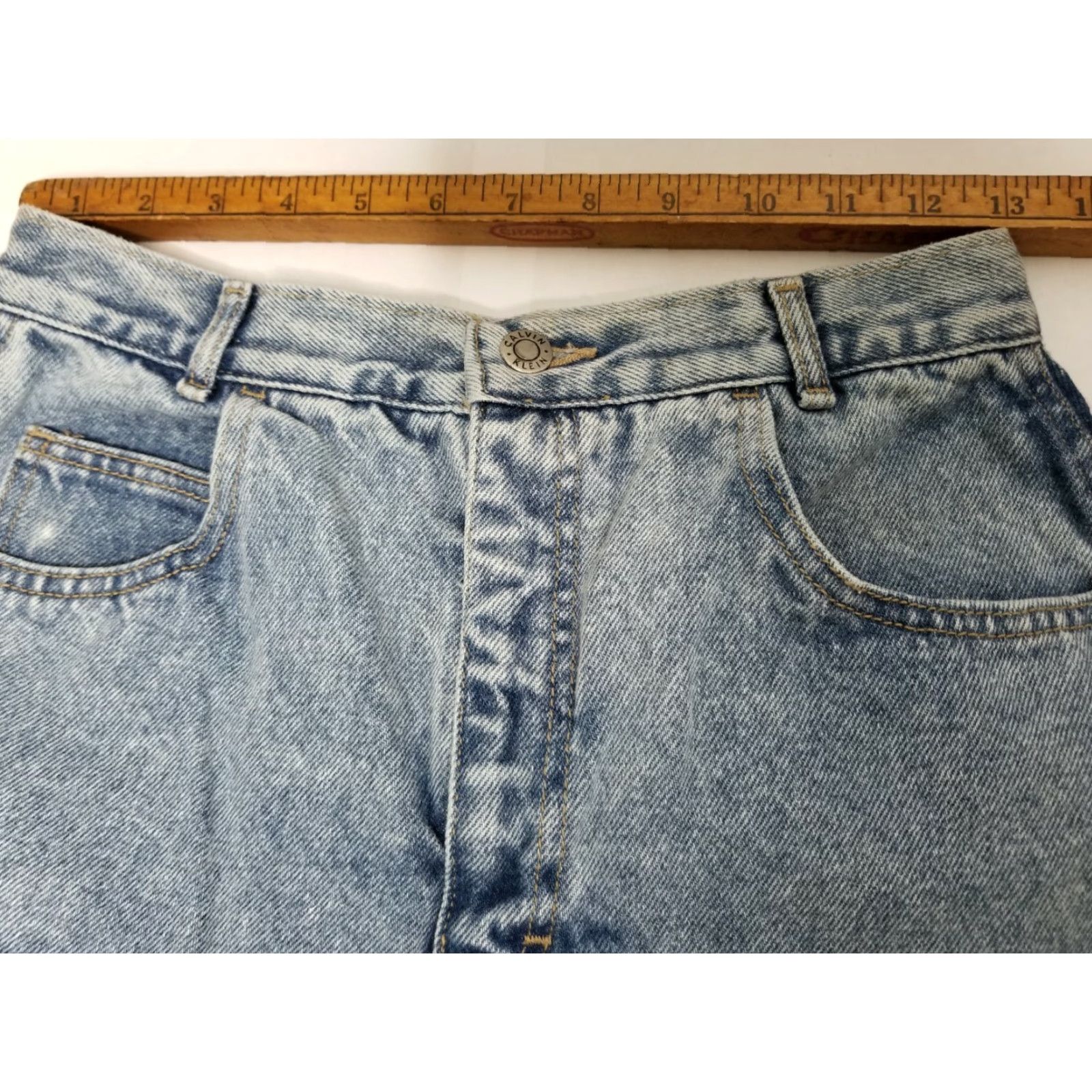 Calvin Klein VINTAGE Calvin Klein Denim Skirt Women Size 12 A-Line Knee Length Casual 80s USA Made Size 34" / US 12 / IT 48 - 5 Thumbnail