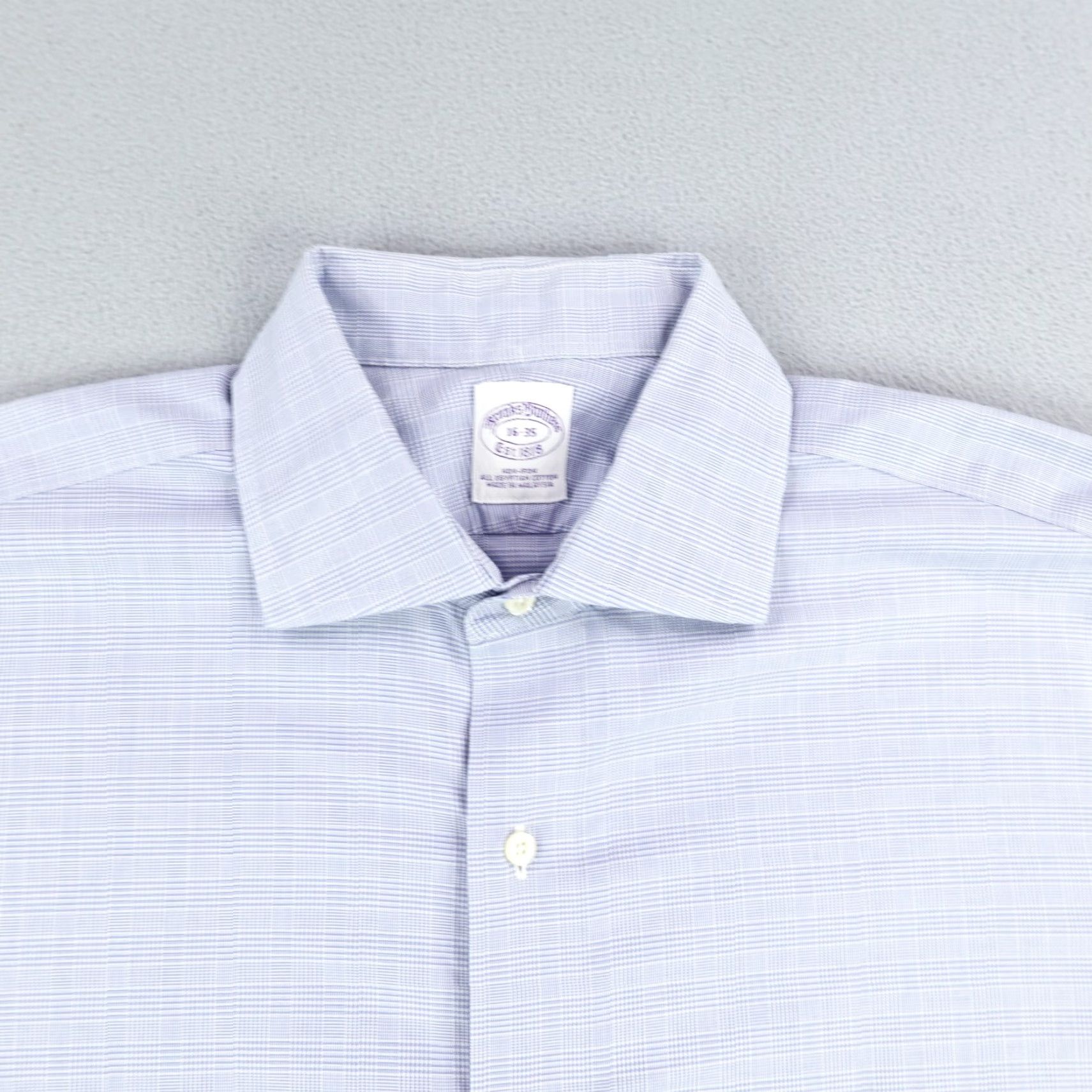 Brooks Brothers Brooks Brothers Non-Iron Button Up Shirt Large Blue White Houndstooth Plaid Long Sleeve Classic Mens Size US L / EU 52-54 / 3 - 2 Thumbnail