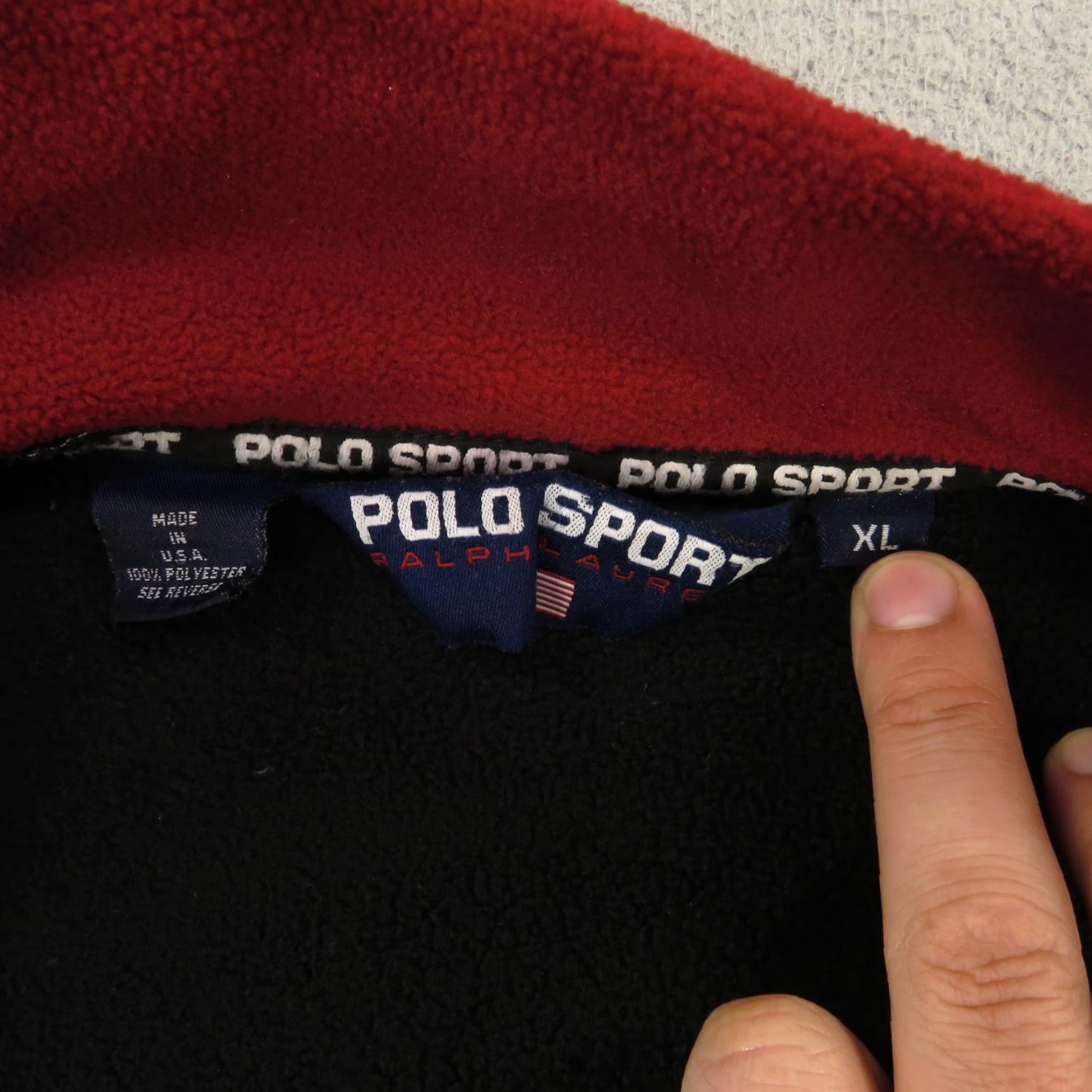 Vintage VTG Polo Sport Ralph Lauren Jacket Men XL Fleece Zip Up 90s Made in USA Black Windbreaker Logo Pockets Full Zip Zipper Stand-Up Collar Mens Size US XL / EU 56 / 4 - 6 Thumbnail