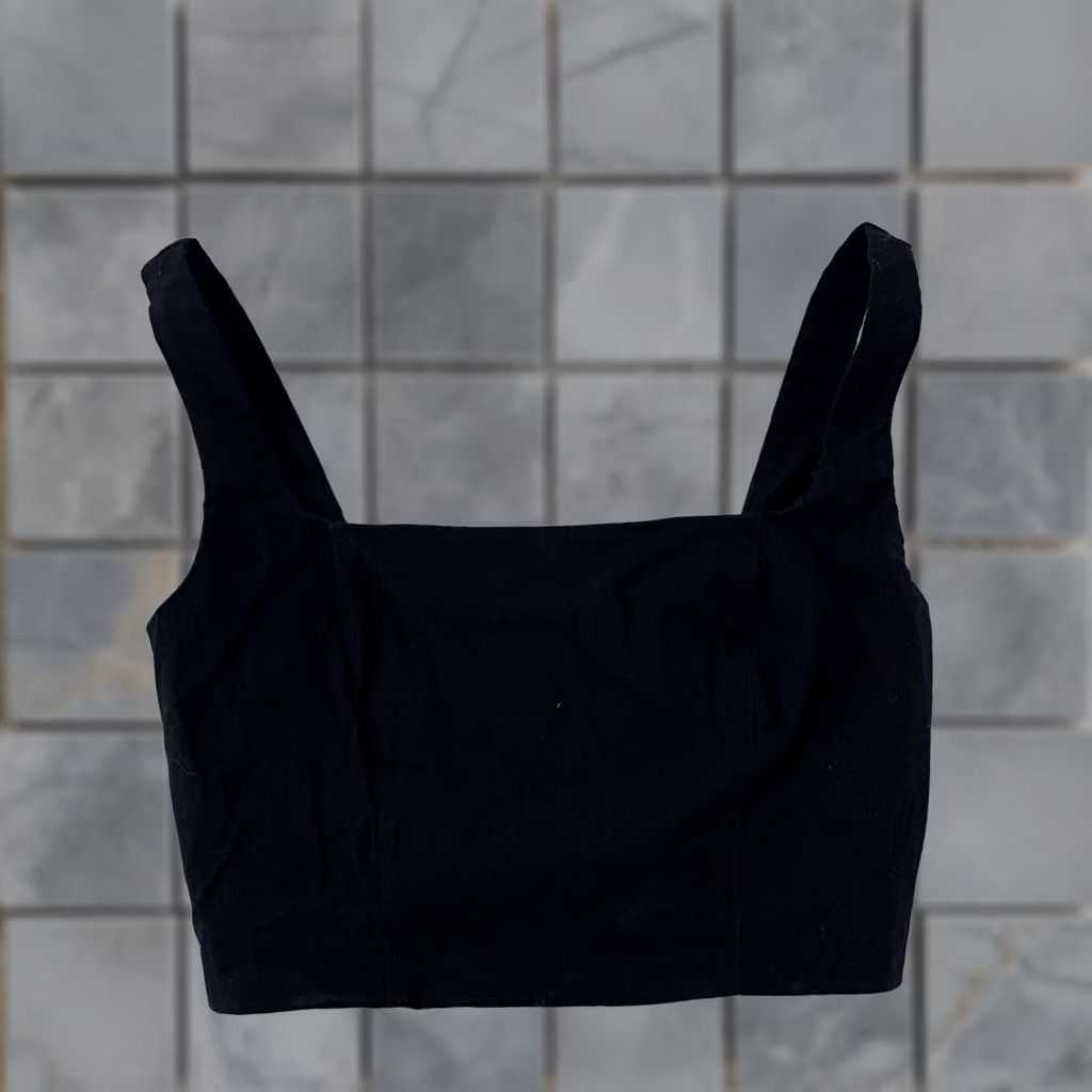Vintage Maeve by Anthropologie Crop Top Womens Small Black Linen Blend Square Neck Tank Size S / US 4 / IT 40 - 1 Thumbnail