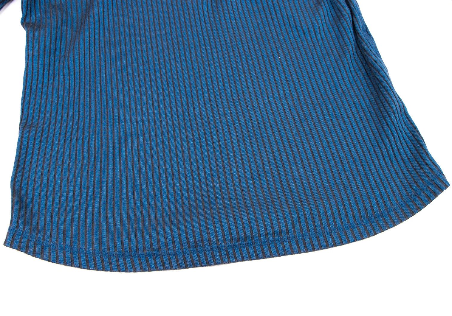 Jean Paul Gaultier Satin Color Ribbed Long Sleeve Polo Shirt in Blue Black Size US M / EU 48-50 / 2 - 11 Thumbnail