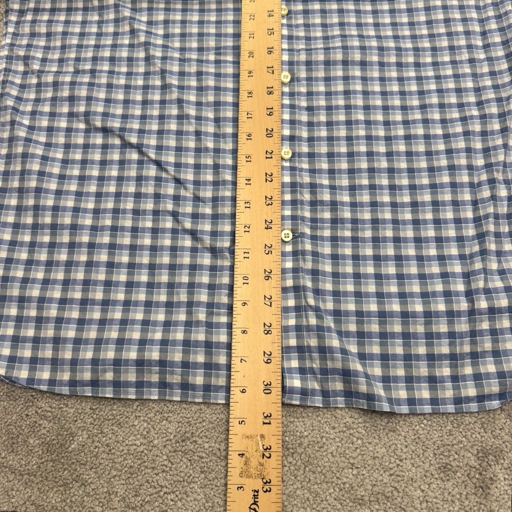Egara VINTAGE Egara Men's Dress Shirt XXL Blue White Plaid Cotton Slim Fit Button-Down Casual Workwear Size 48R - 7 Thumbnail