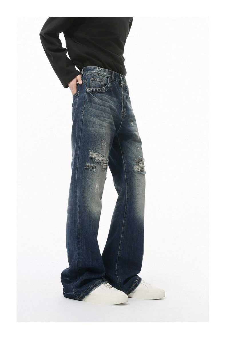 Japanese Brand × Jean American street style irregular tie-dyed flared loose jeans Size US 32 / EU 48 - 4 Thumbnail