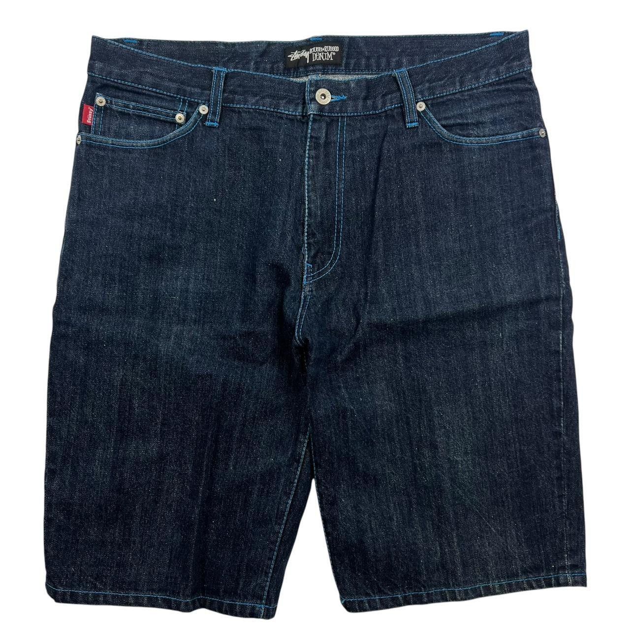 Stussy Vintage 2000s Stussy Spellout Denim Shorts / Jorts Waist 38 Size US 38 / EU 54 - 2 Thumbnail