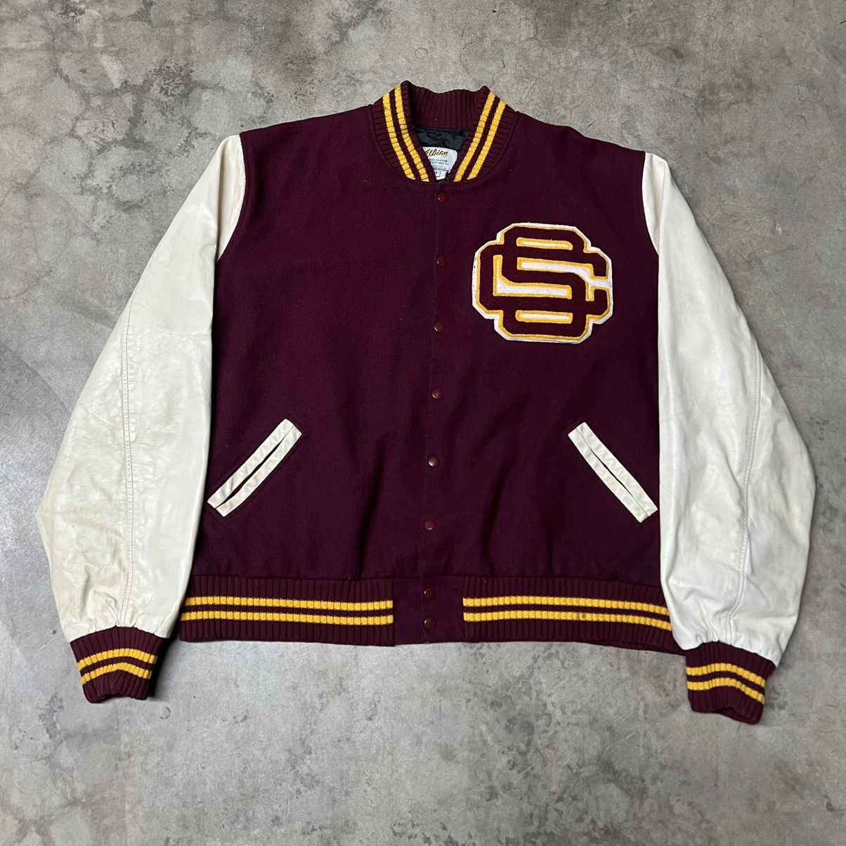 Vintage Vintage 80’s USC 🇺🇸 Leather-Sleeve Varsity Letterman Jacket Size US XXL / EU 58 / 5 - 2 Thumbnail