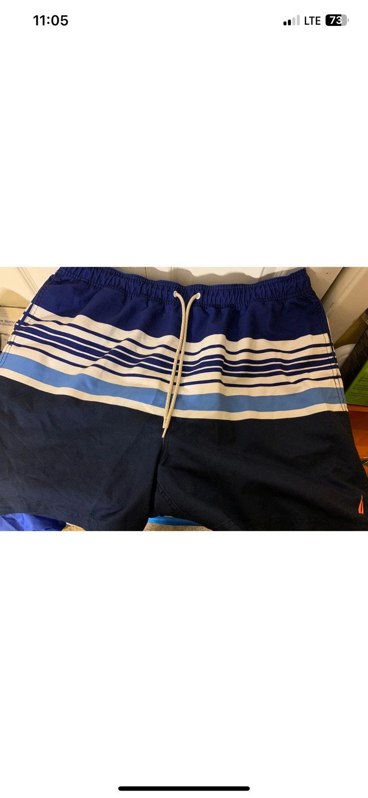 Nautica Vtg Nautica Mens Sz XXL Navy Blue Stripe Trunks Board Size US 38 / EU 54 - 5 Thumbnail