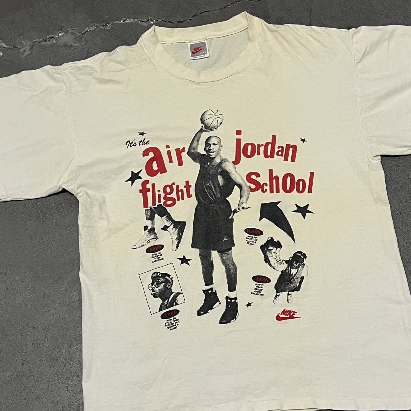 Nike × Vintage VTG 1990’s Nike Jordan Spike Lee Flight School Graphic Tee Size US M / EU 48-50 / 2 - 2 Thumbnail
