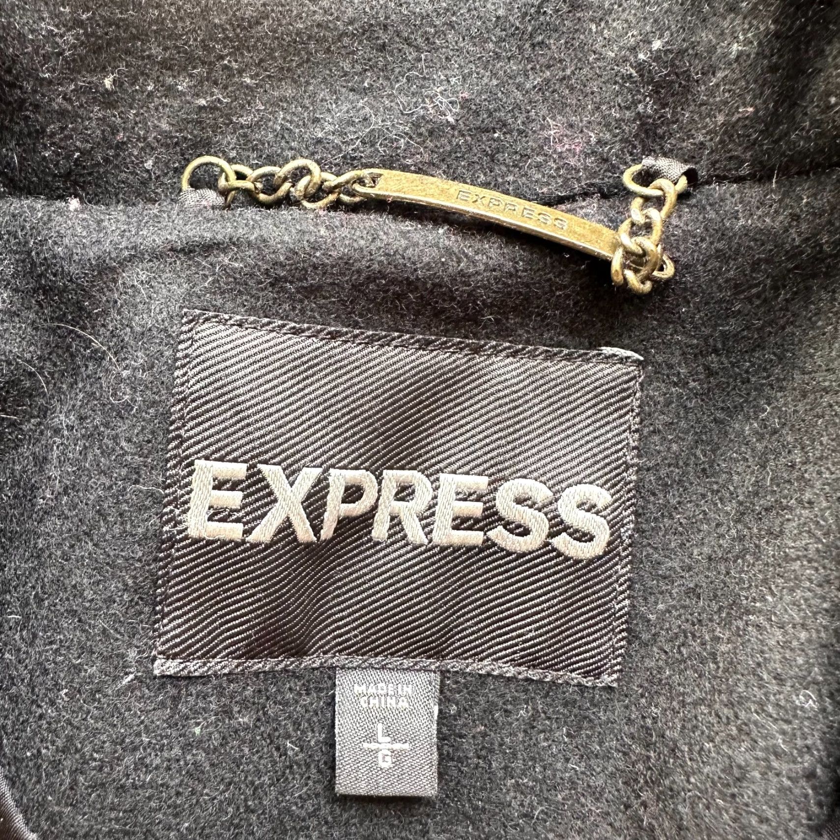 Express Express Pea Coat Womens Large Wool Blend Black Buttons Pockets Size L / US 10 / IT 46 - 4 Thumbnail