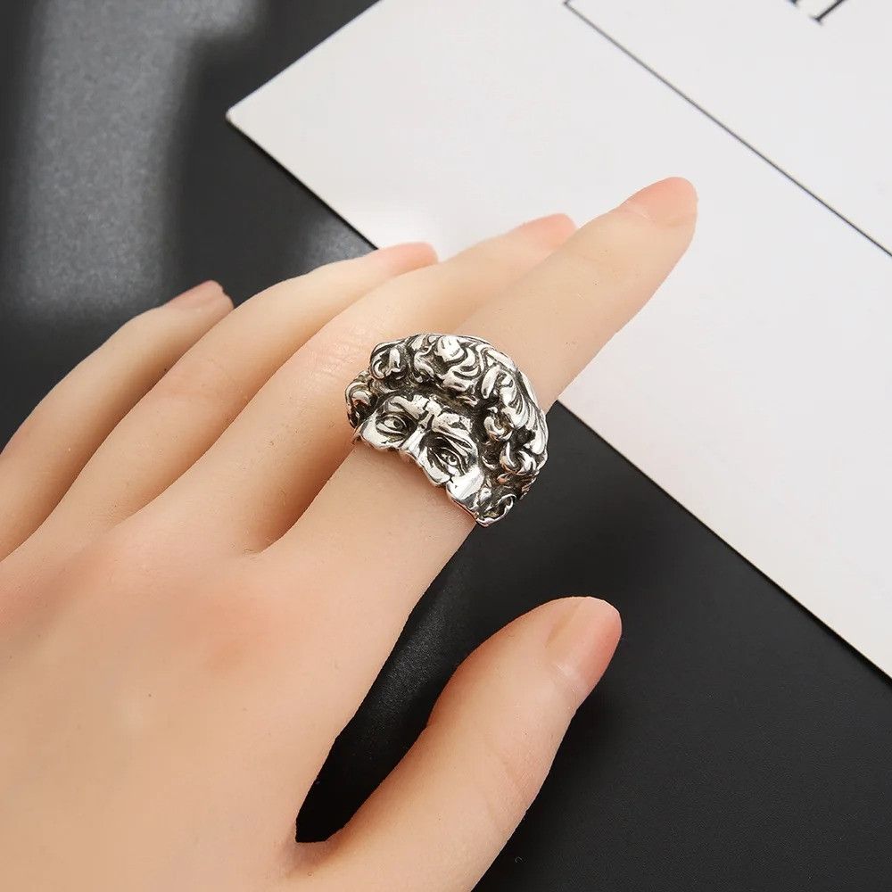 Vintage Retro Half Face David Ring Size ONE SIZE - 6 Thumbnail