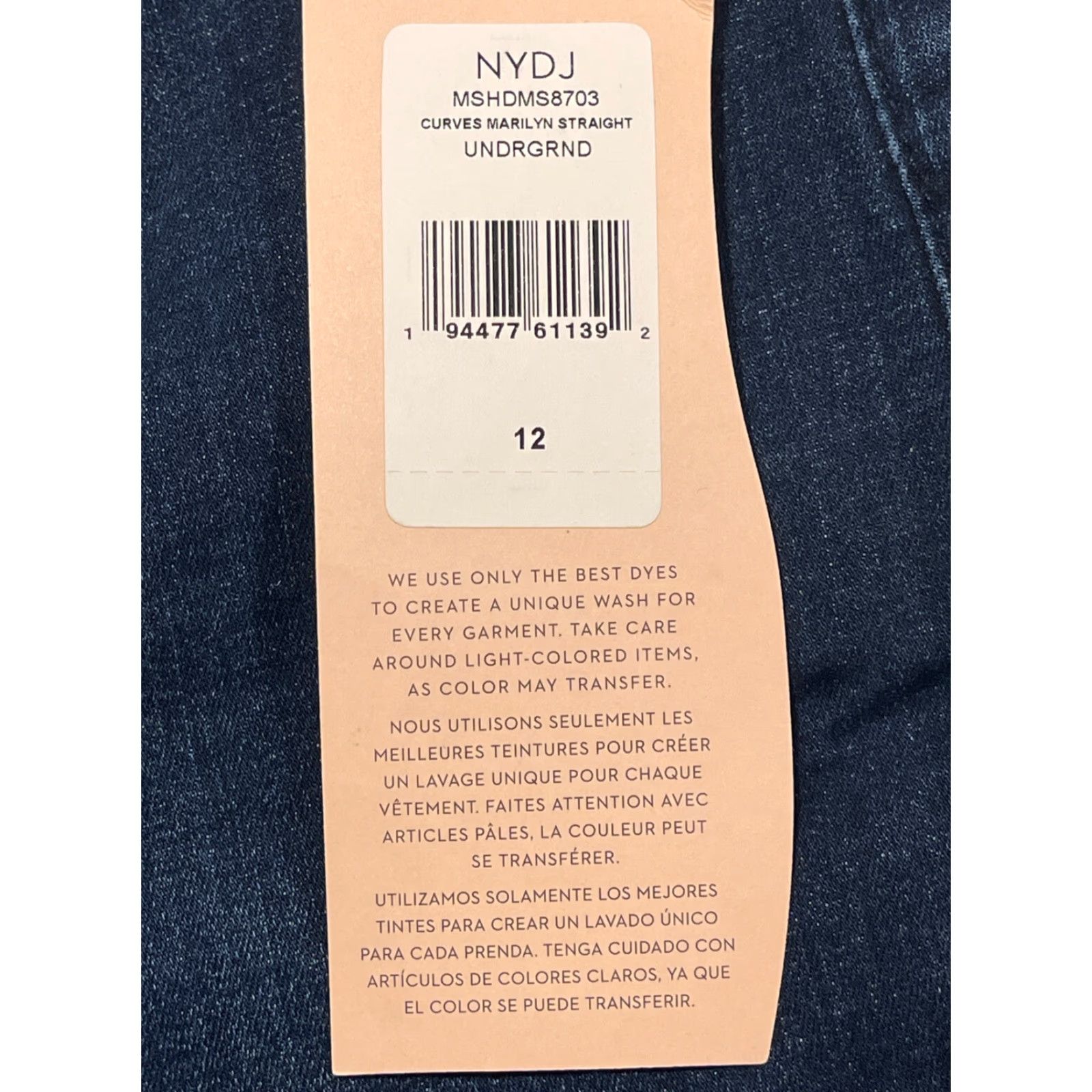 NYDJ VINTAGE NYDJ Curve Shaper Marilyn Straight Jeans Underground 12 33x31 Blue Womens Jeans Size 34" / US 12 / IT 48 - 3 Thumbnail