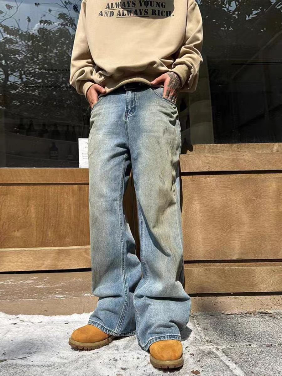 Japanese Brand × Jean Dirty Mud Dye Aged Micro Flare Vintage Loose Jeans Size US 32 / EU 48 - 2 Thumbnail