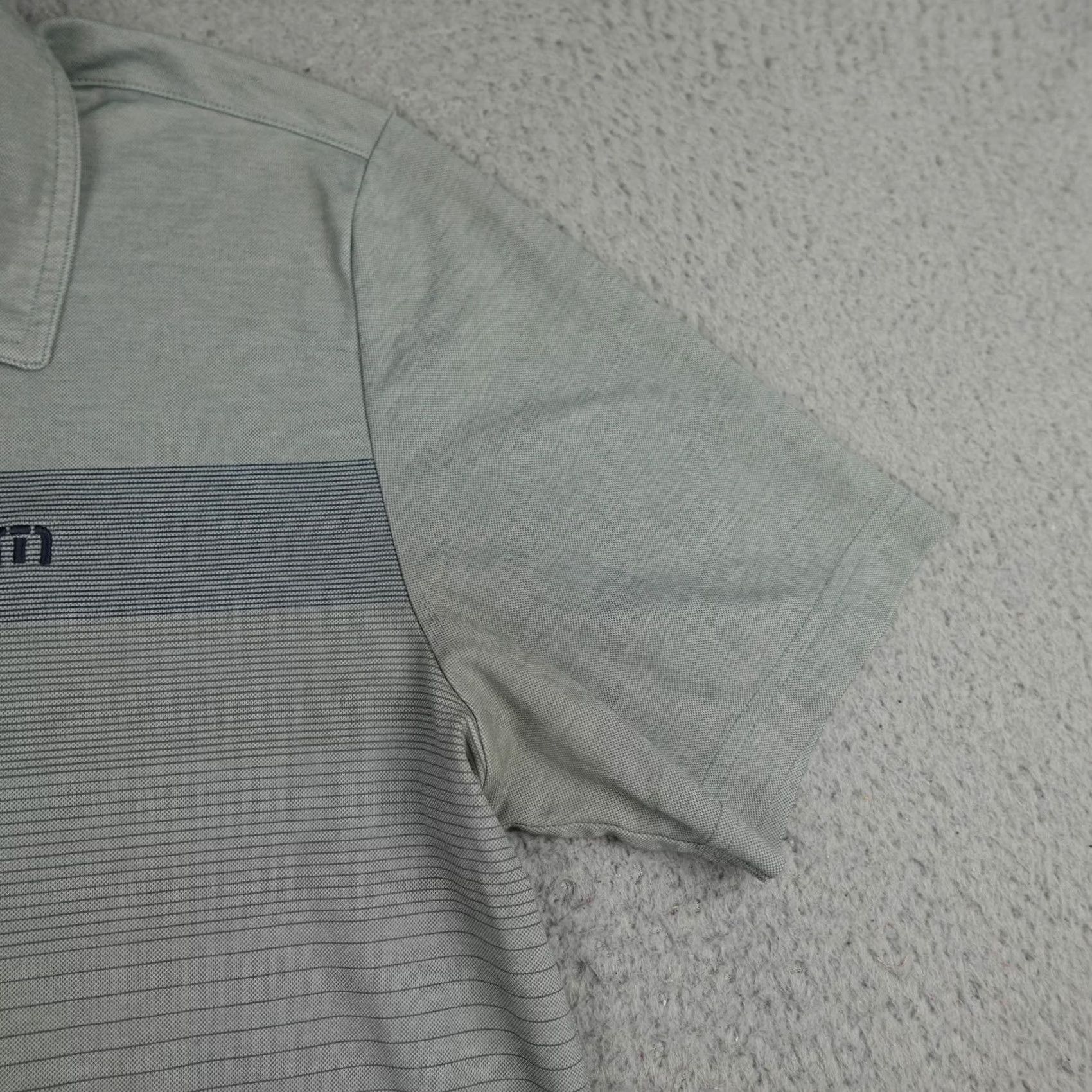 TravisMathew Travis Mathew Polo Shirt Mens L Sage Gray Striped Pima Cotton Golf Shirt Size US L / EU 52-54 / 3 - 7 Thumbnail