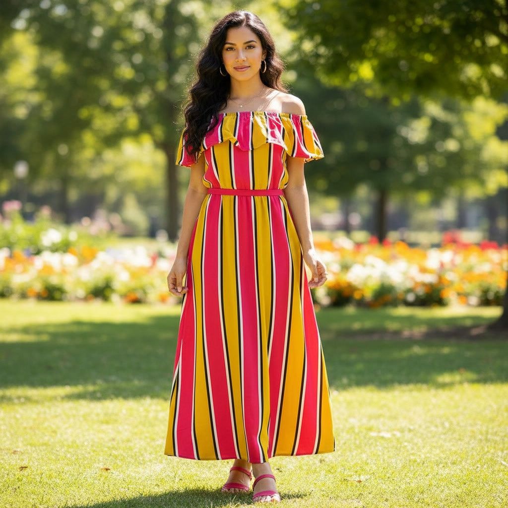 Forever 21 Forever 21 Balearic Beach Collection Stripes Maxi Dress, L Size L / US 10 / IT 46 - 2 Thumbnail
