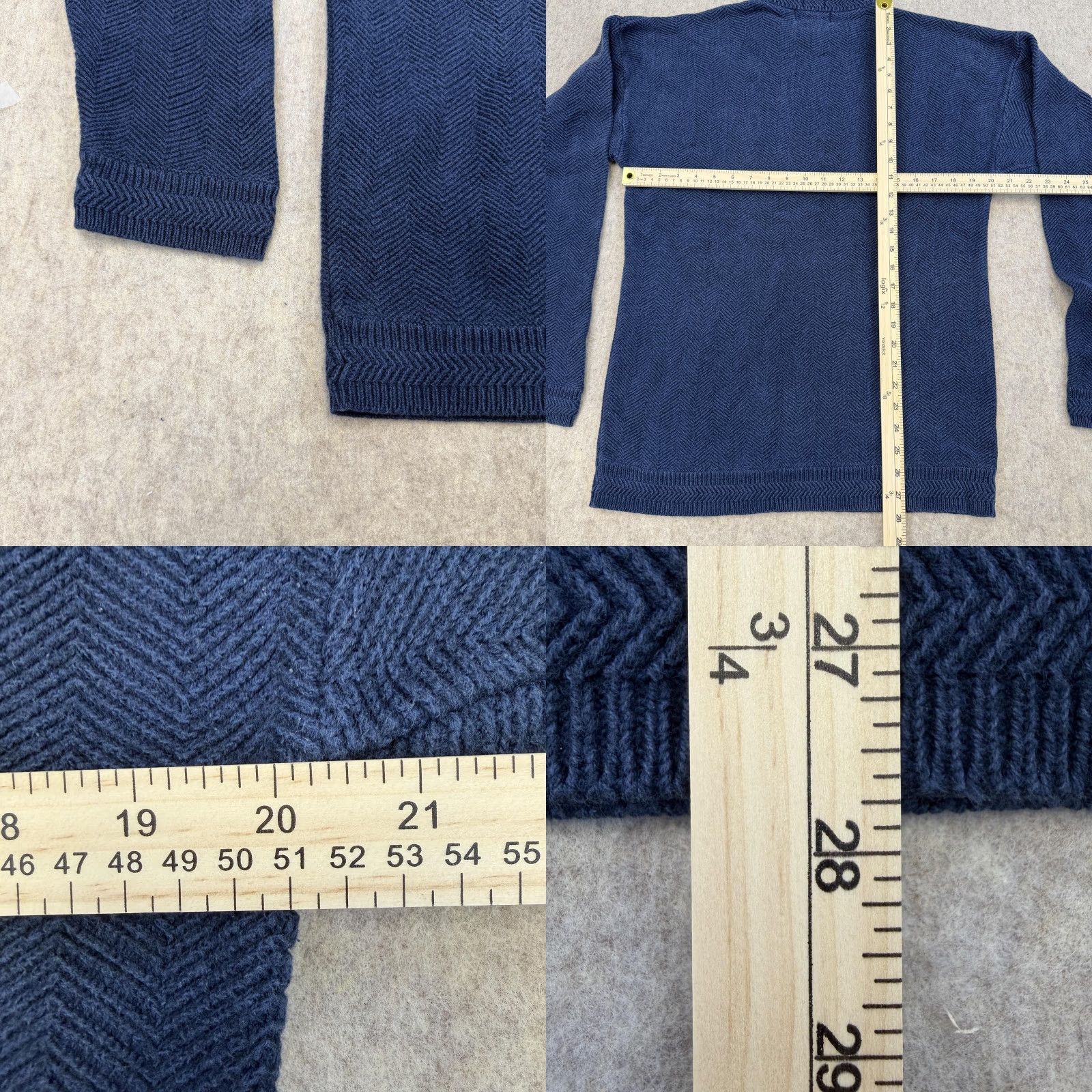 Chaps Chaps Ralph Lauren Sweater Mens Medium Blue Cotton Herringbone Knit Pullover Size US M / EU 48-50 / 2 - 8 Thumbnail