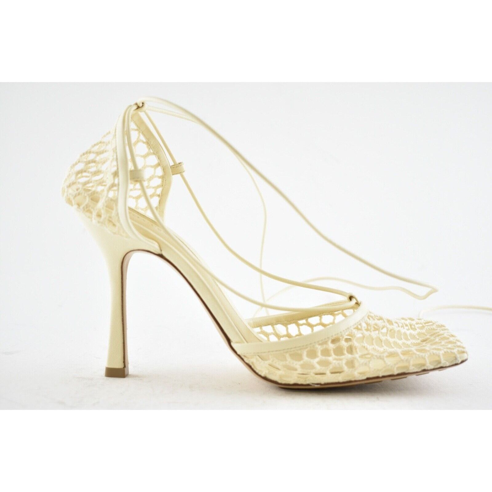 Bottega Veneta Stretch Toile Square Toe Lace Up Tie Sandal Heel Pump 42 Size US 12 / IT 42 - 3 Thumbnail