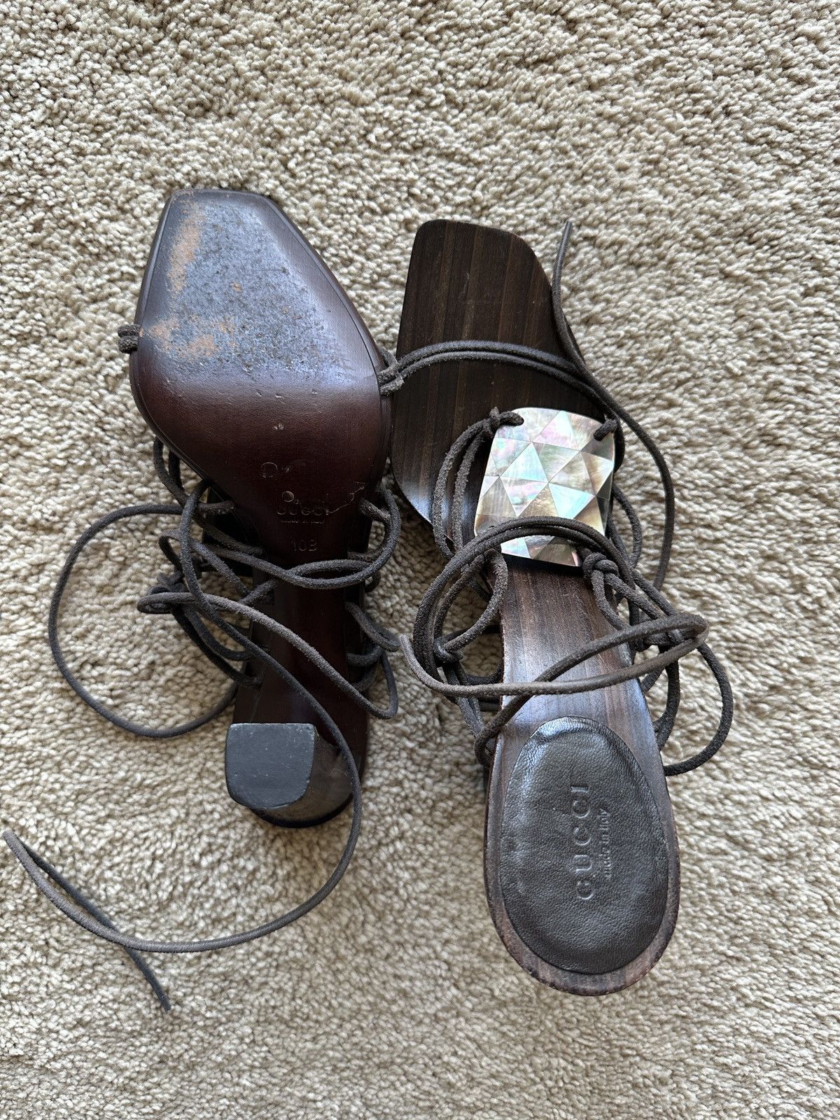 Gucci Gucci 2002 Mother of Pearl Sandals Size US 10 / IT 40 - 3 Thumbnail