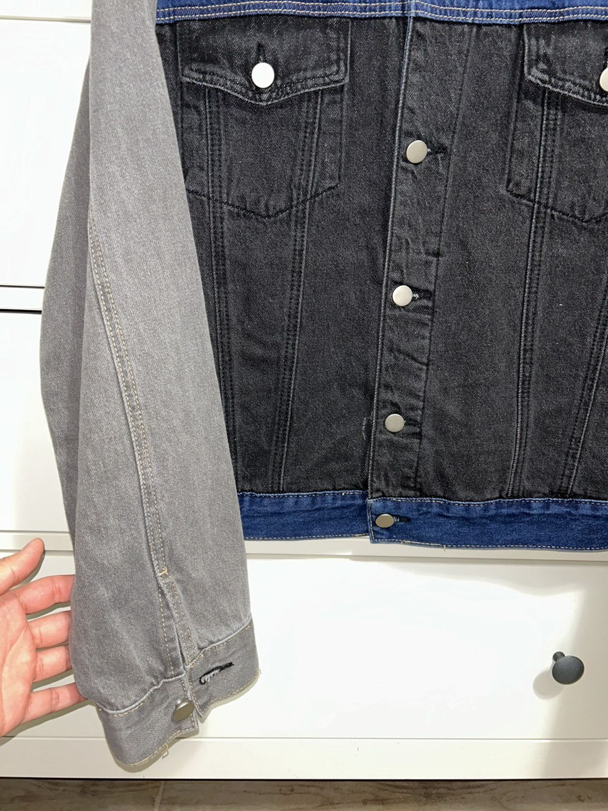 Fashion Nova NovaMen Denim Jacket, Grey/Black/Navy Blue Size US S / EU 44-46 / 1 - 4 Thumbnail