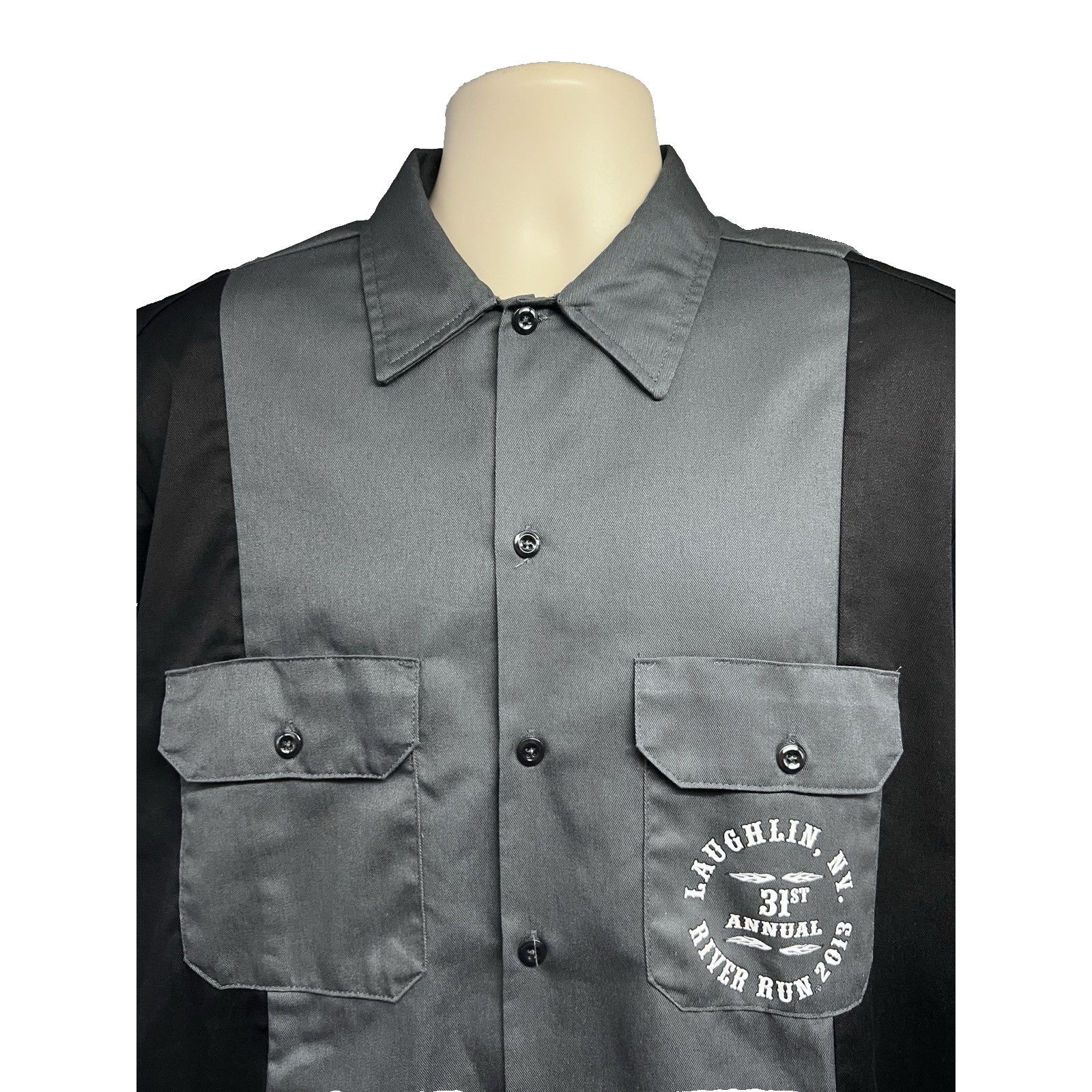 Dickies Dickies Gray Black Double Graphic Mechanic Button Up Shirt L Size US L / EU 52-54 / 3 - 4 Thumbnail