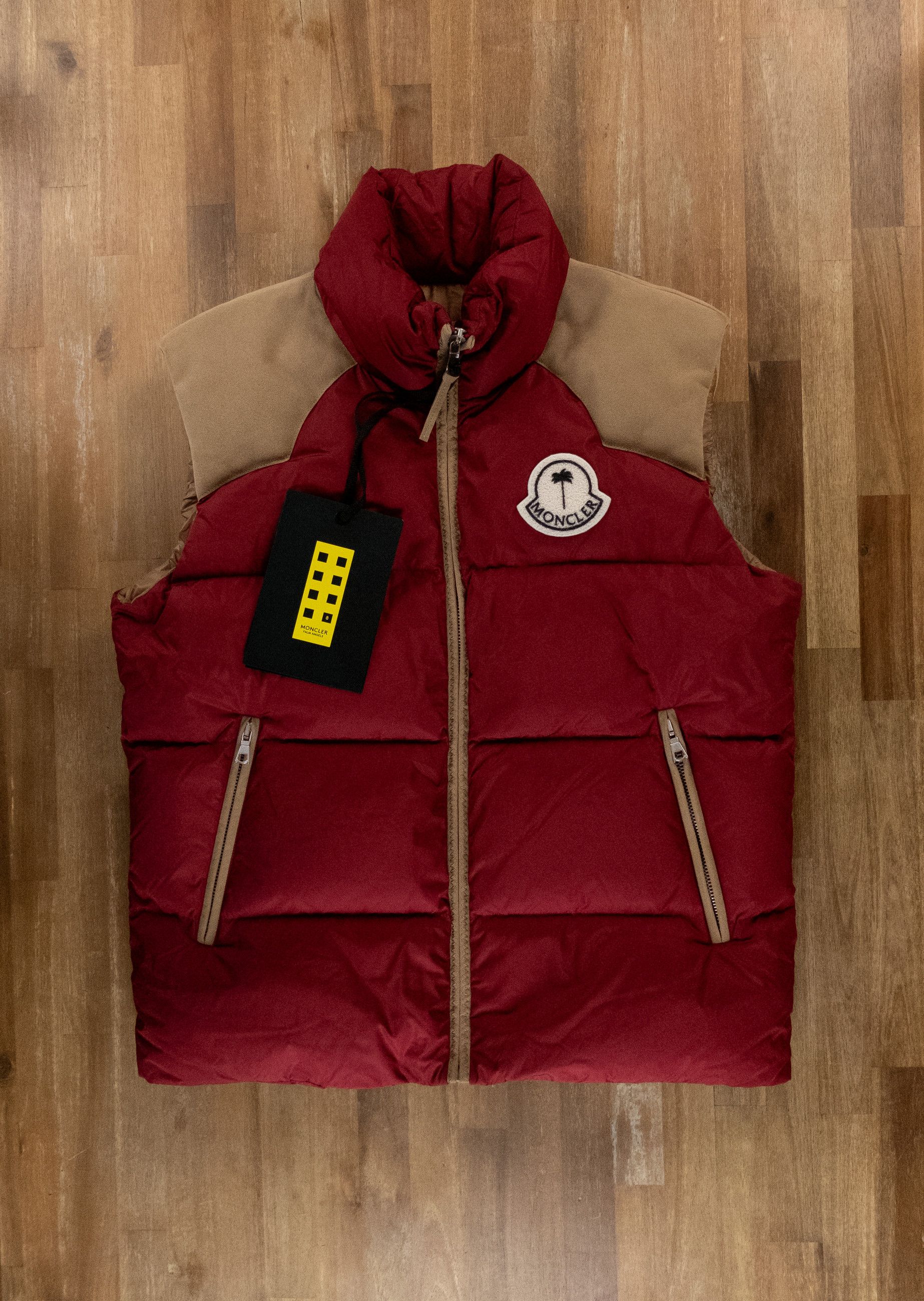 MONCLER Genius x Palm Angels Kamakou red puffer vest Medium