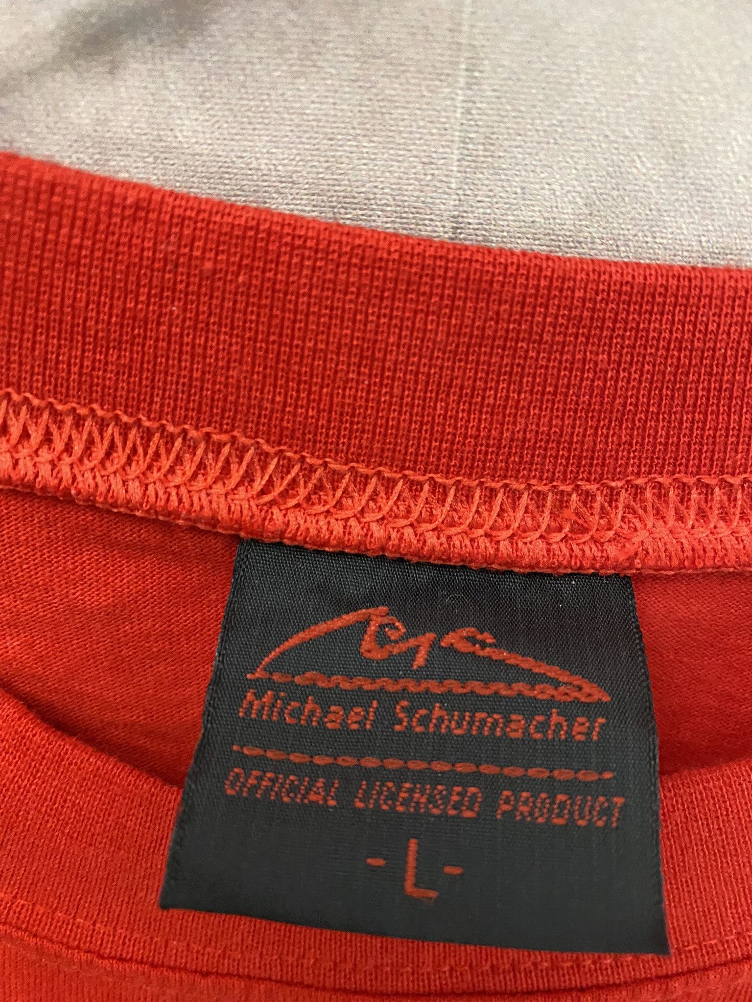 Designer × Vintage Michael Schumacher T-Shirt Red 1994-2003 F-1 Size US L / EU 52-54 / 3 - 6 Thumbnail