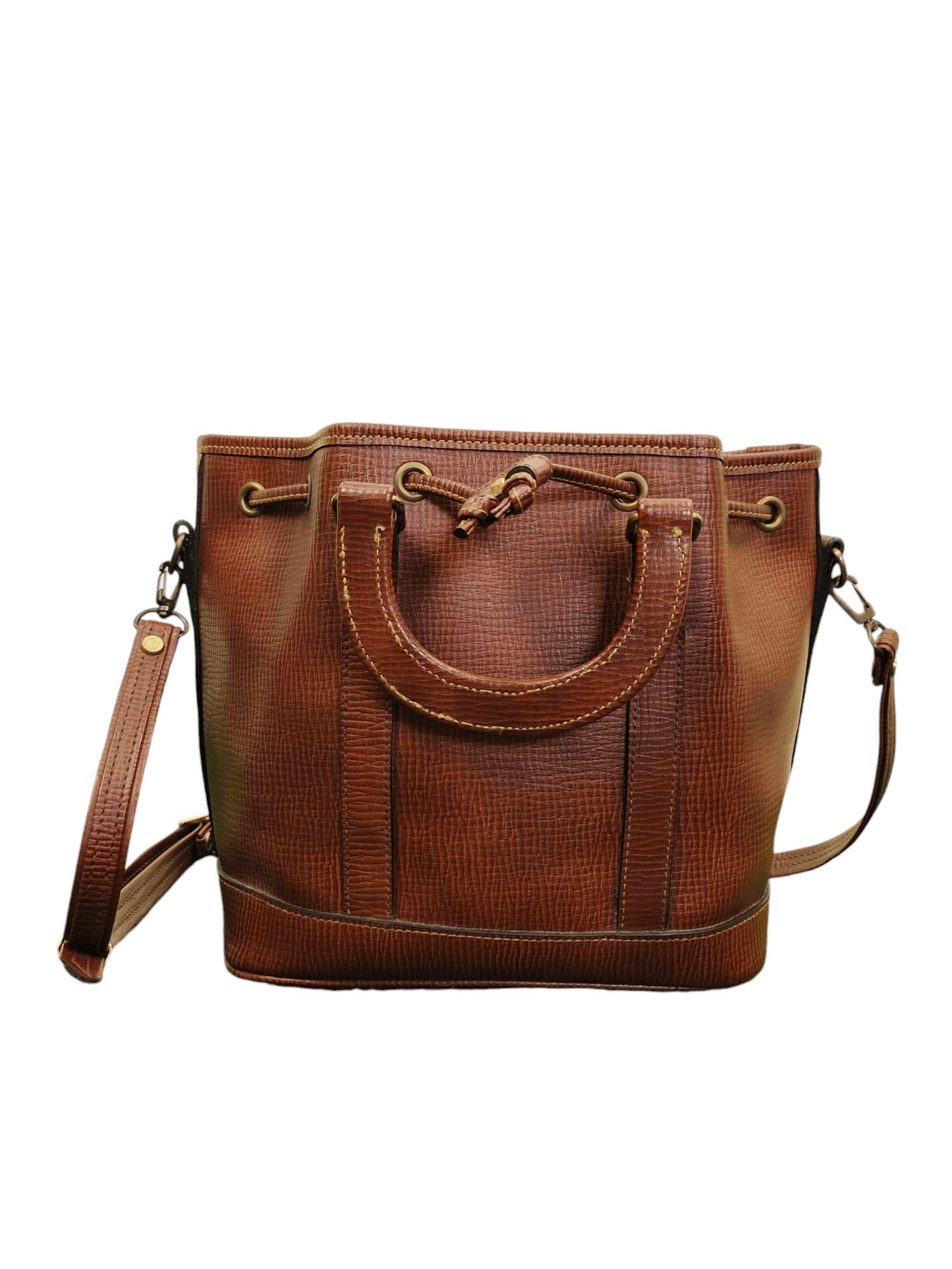 Leather Vintage Japan Luggage Patina Leather Bucket Sling Bag Size ONE SIZE - 6 Thumbnail