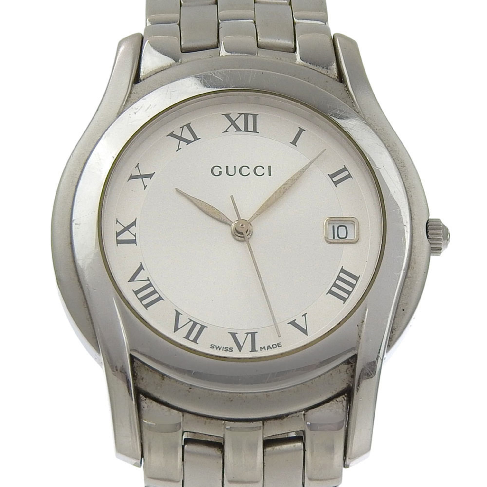 Gucci Gucci 5500M Stainless Steel Watch, Silver, Quartz, Analog Display, Silver Dial, Women's Watch Size ONE SIZE - 1 Thumbnail