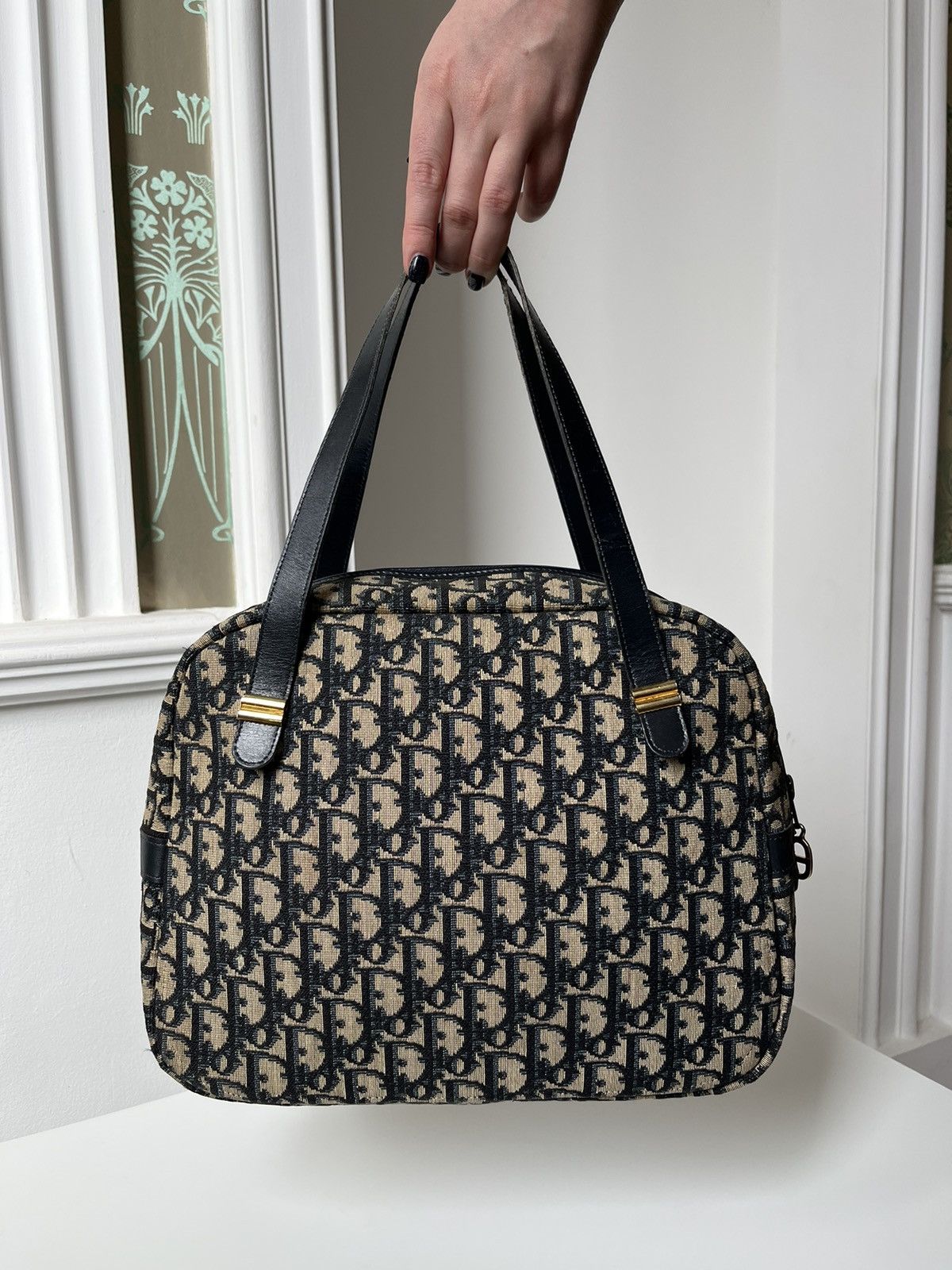 Christian Dior Monsieur Christian Dior Monogram CD Logo Navy / Beige bag 1980s’ Size ONE SIZE - 7 Thumbnail