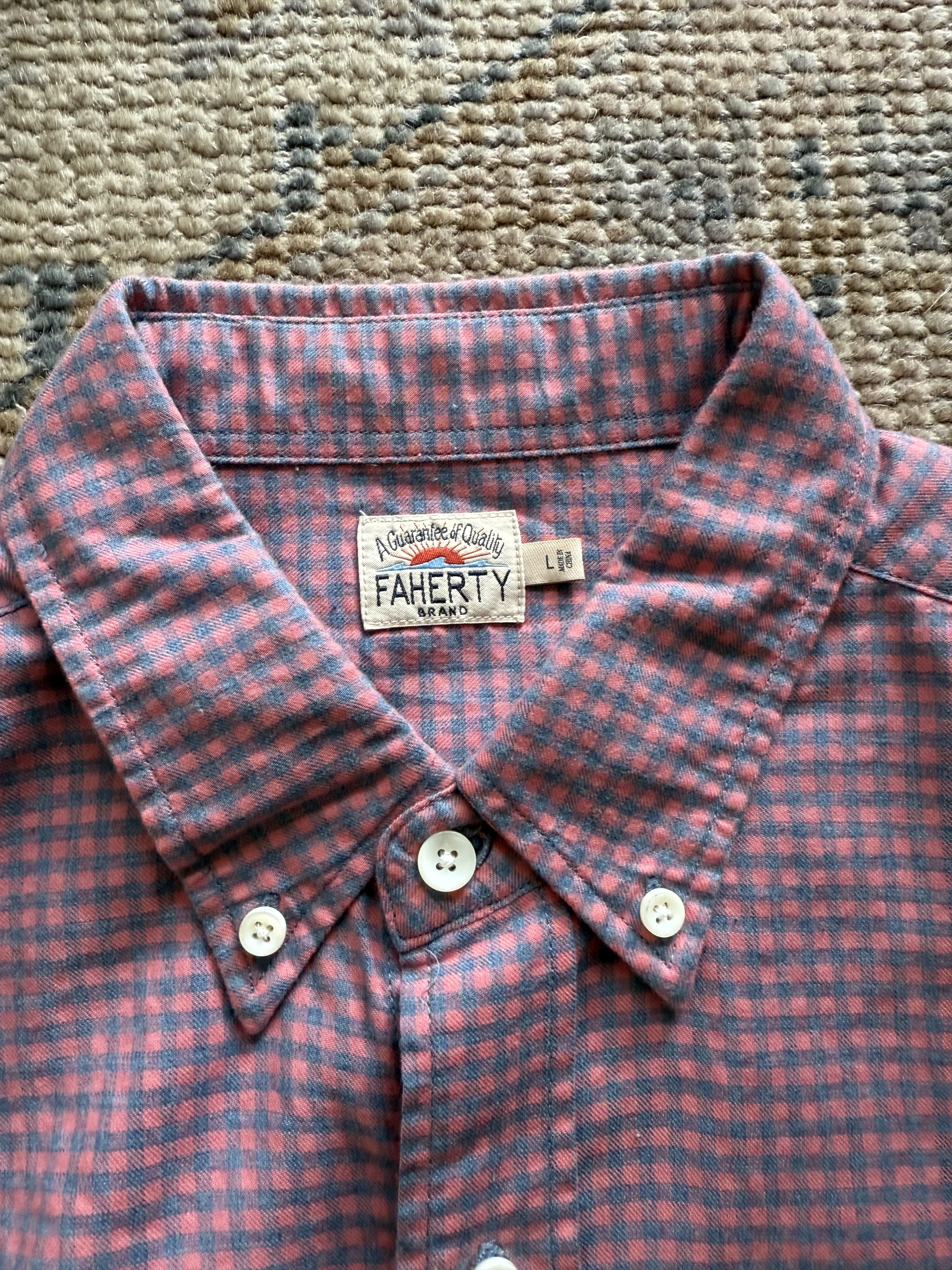 Faherty Faherty Dusty Pink & Blue Check Flannel Button Down Size US L / EU 52-54 / 3 - 2 Thumbnail