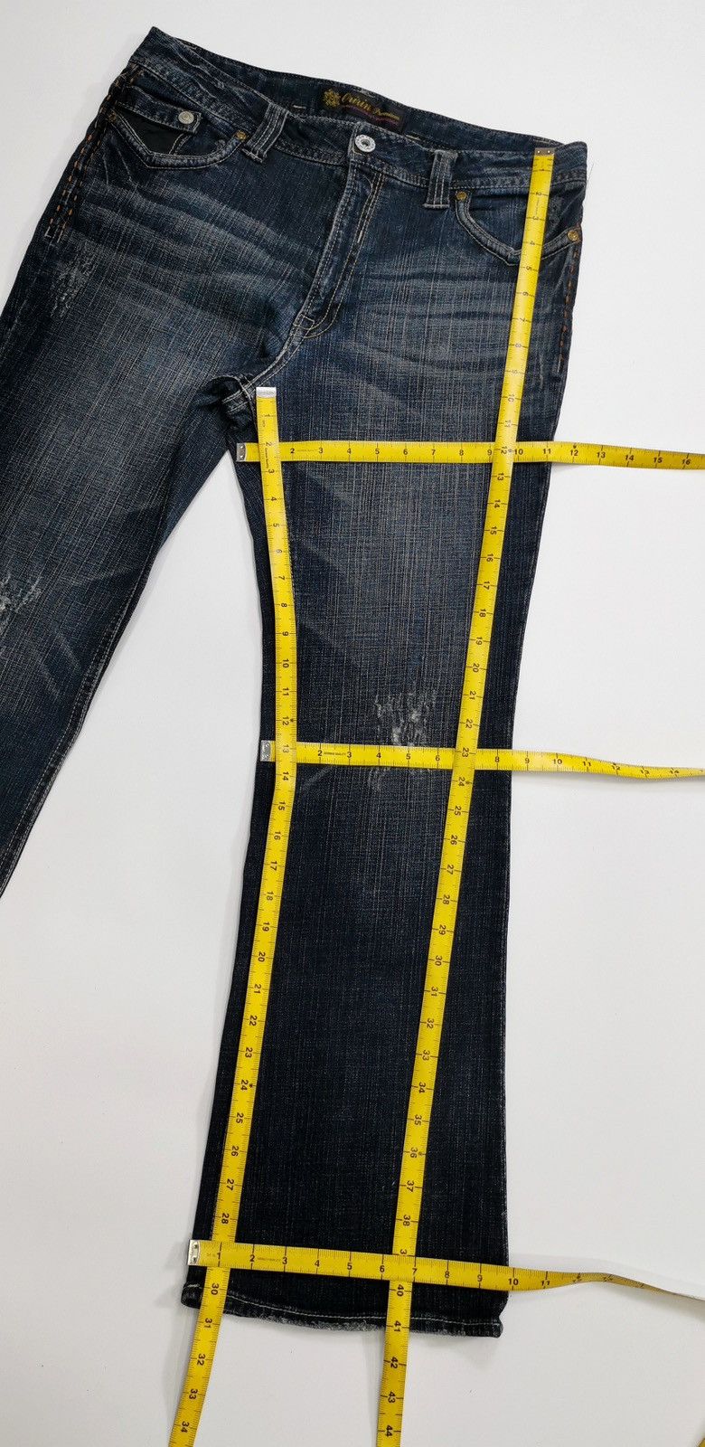 Japanese Brand Oririn Japan Bootcut Tribal Stitch Distressed Jeans Size US 34 / EU 50 - 10 Thumbnail